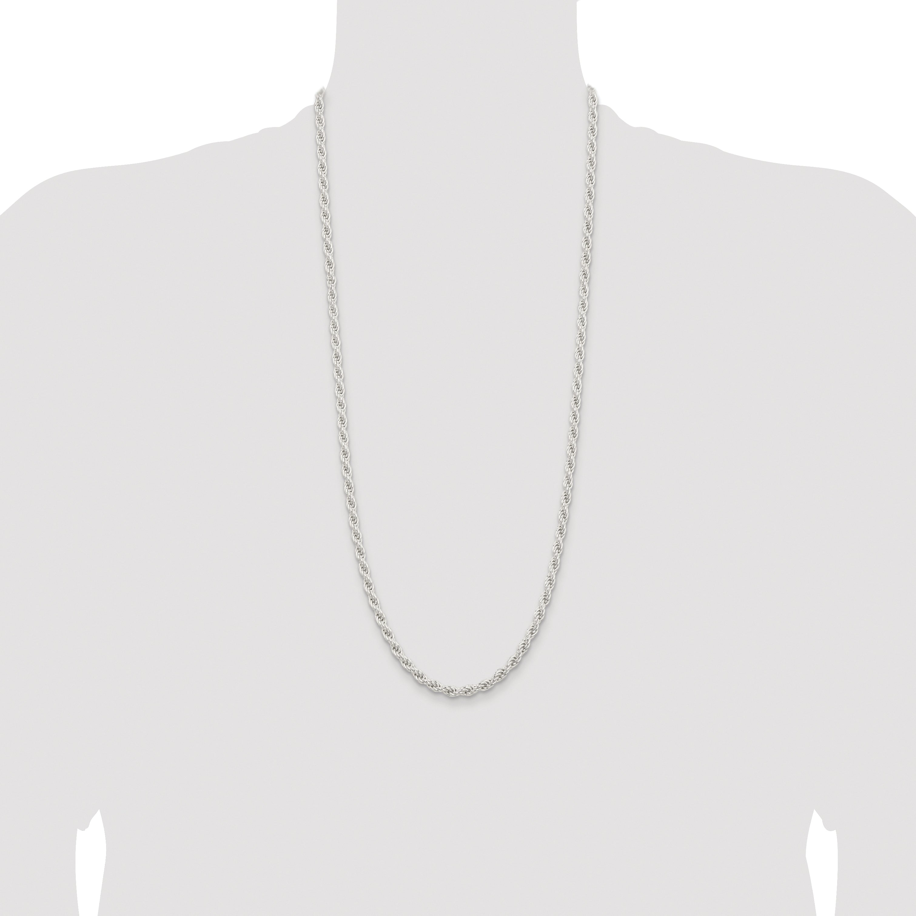 Sterling Silver Rhodium-plated 5mm Solid Rope Chain