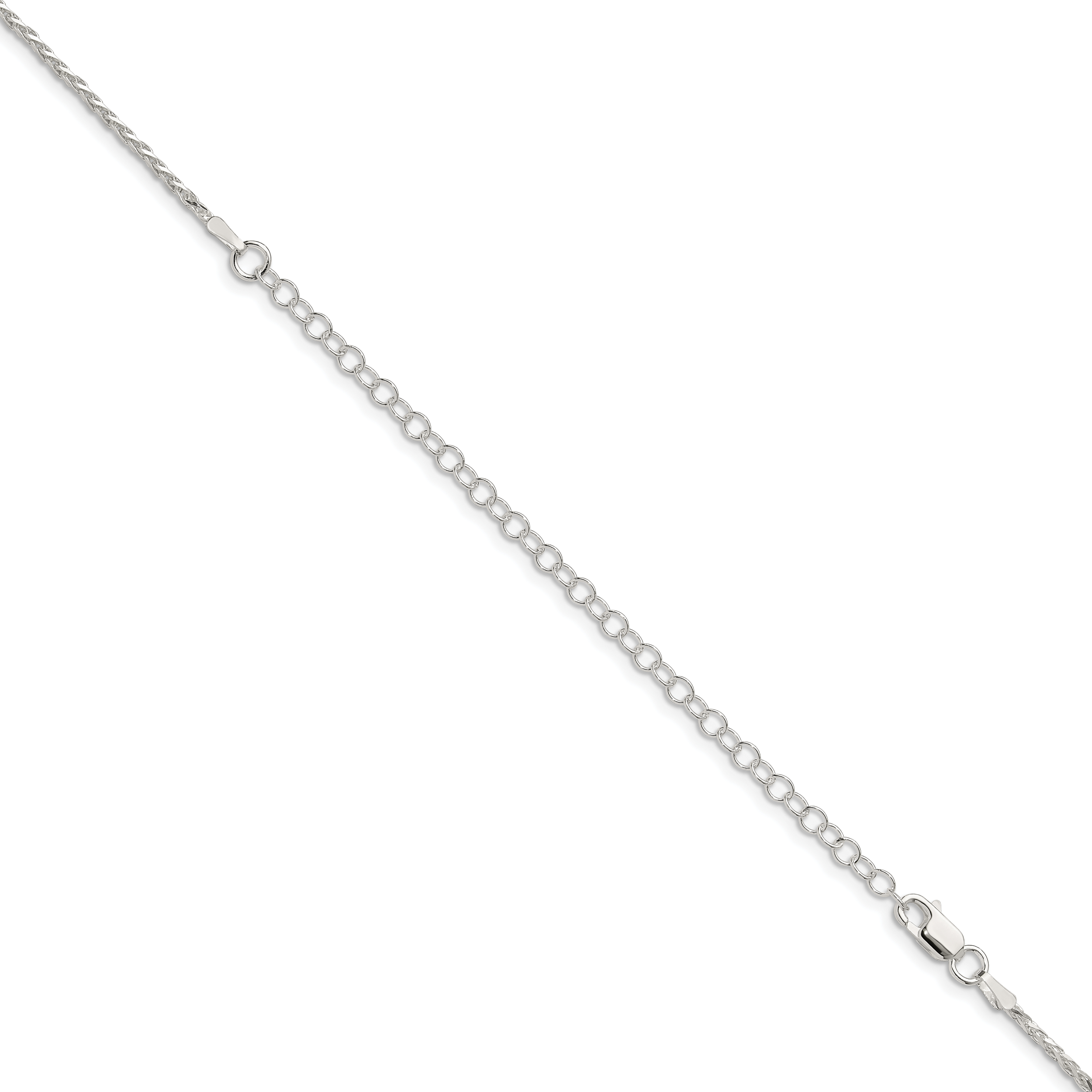 Sterling Silver 1.5mm Diamond-Cut Spiga Chain With Extension ext.
