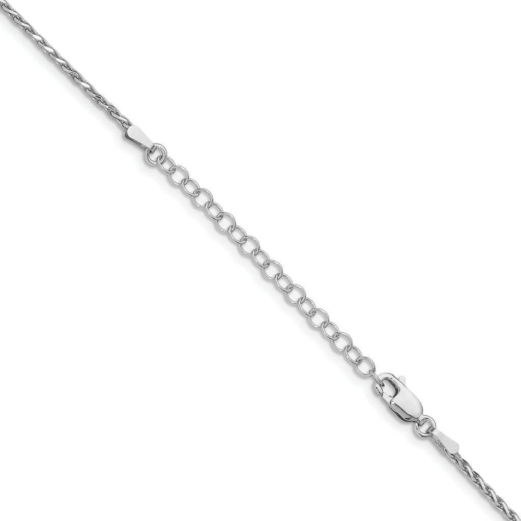 Sterling Silver Rhodium-plated 1.5mm Diamond-Cut Spiga Chain With Extension ext.