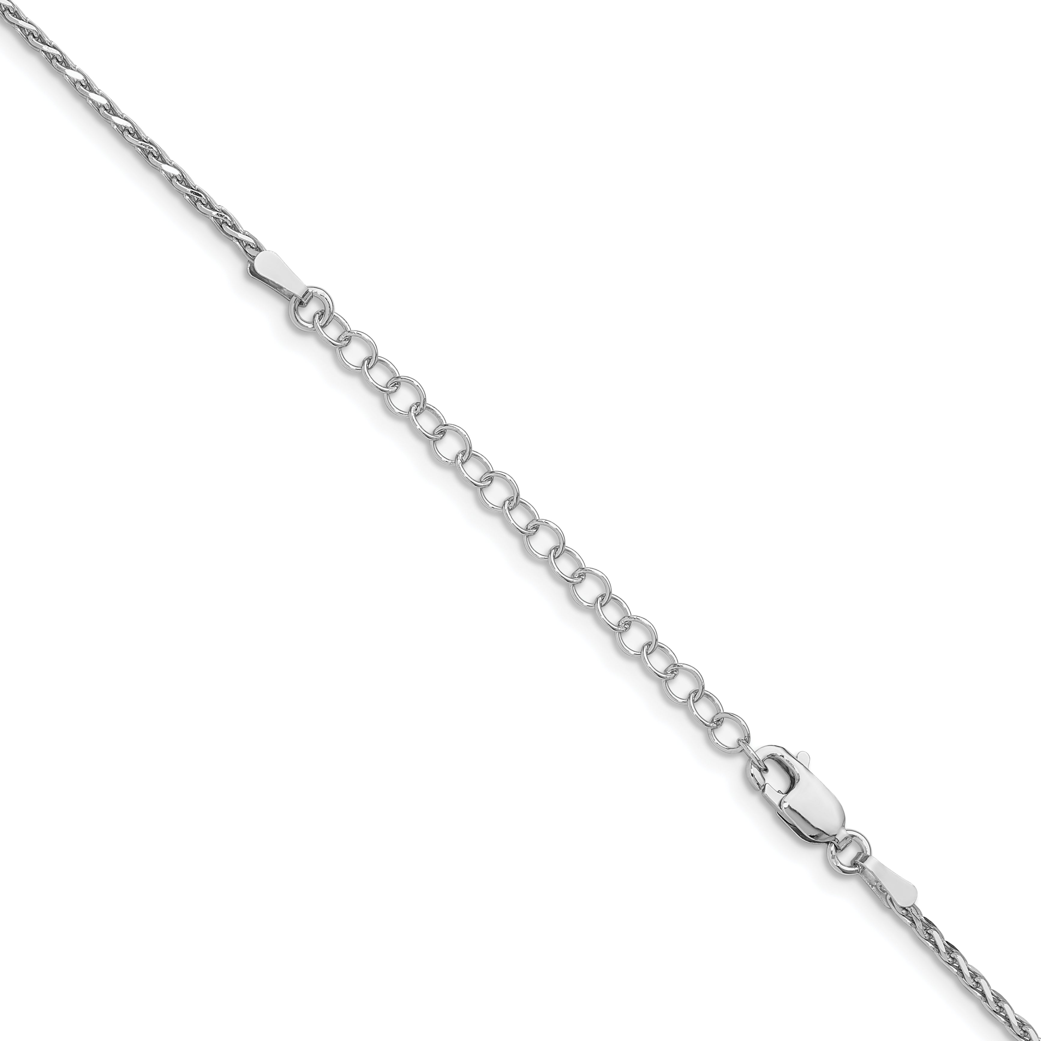 Sterling Silver Rhodium-plated 1.5mm Diamond-Cut Spiga Chain With Extension ext.
