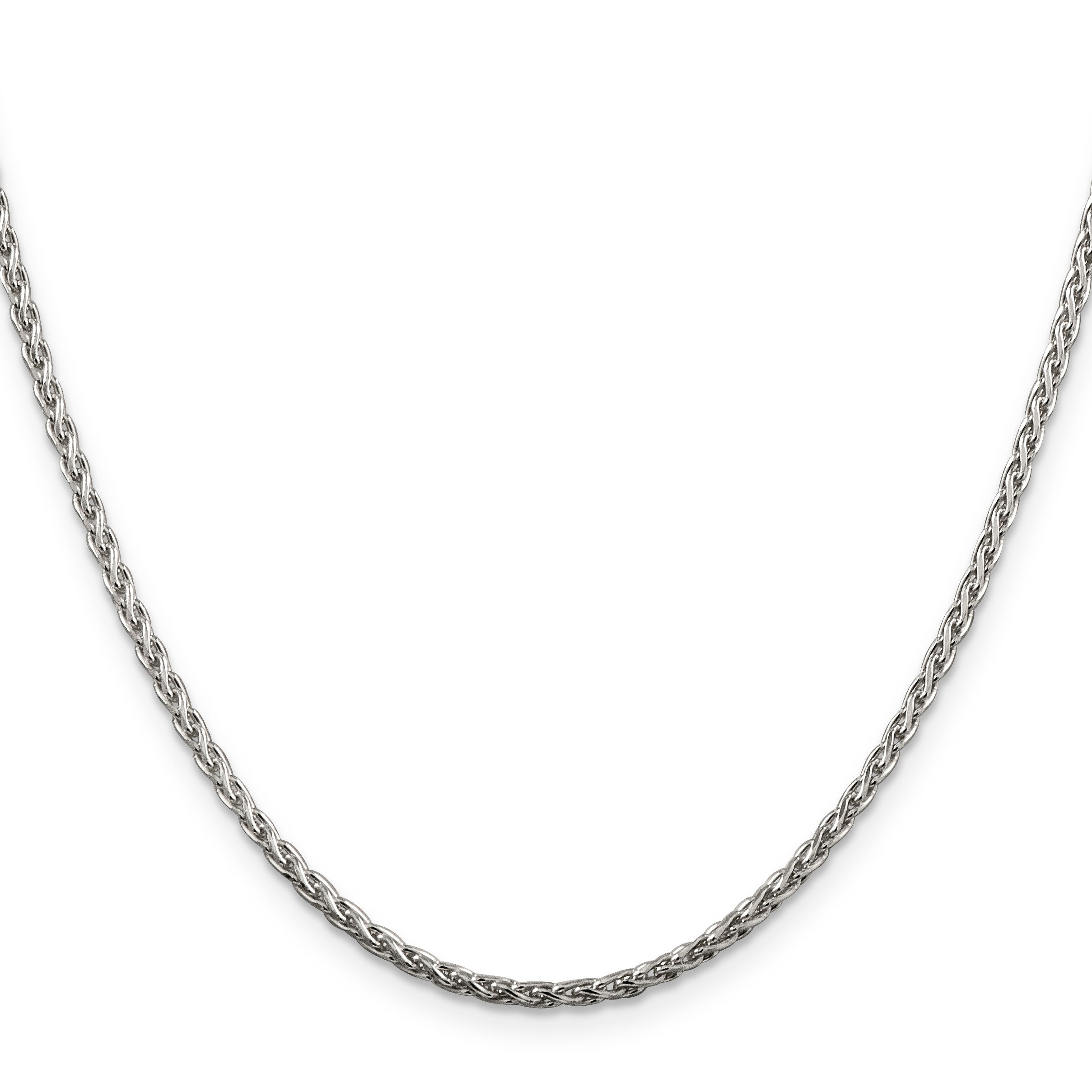 Sterling Silver Diamond-Cut Wheat Chain Necklace 2mm