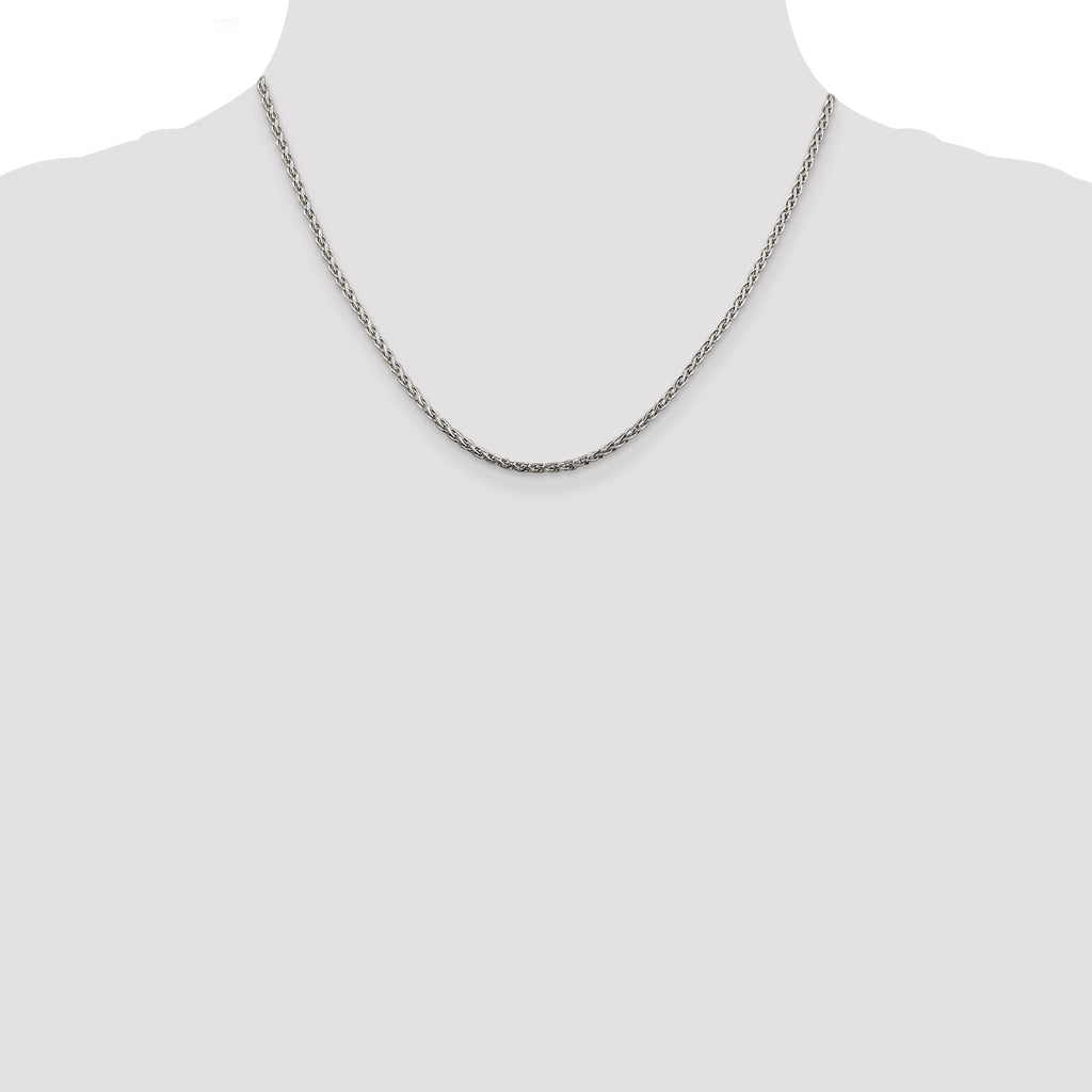 Sterling Silver 2mm Diamond-Cut Spiga Chain With Extension ext.