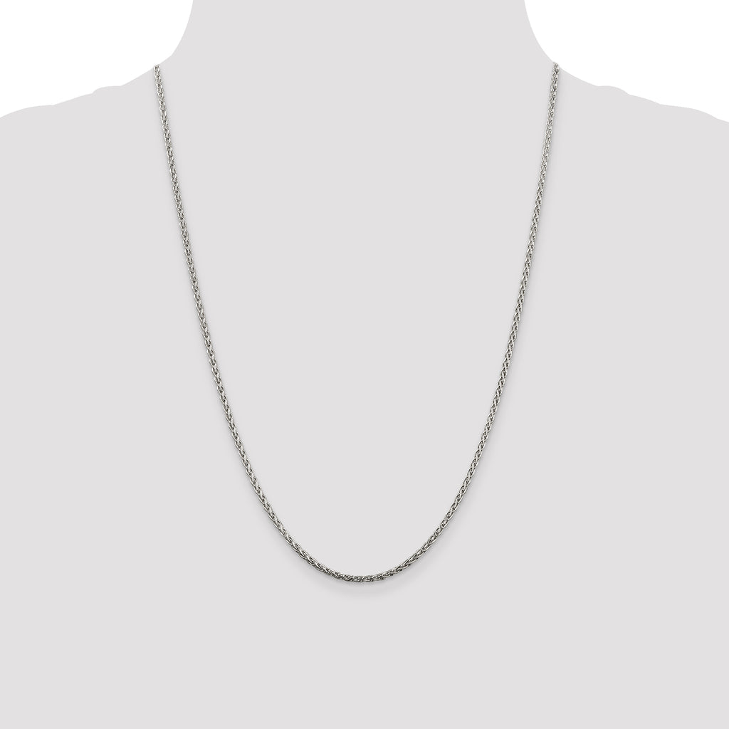 Sterling Silver Diamond-Cut Wheat Chain Necklace 2mm