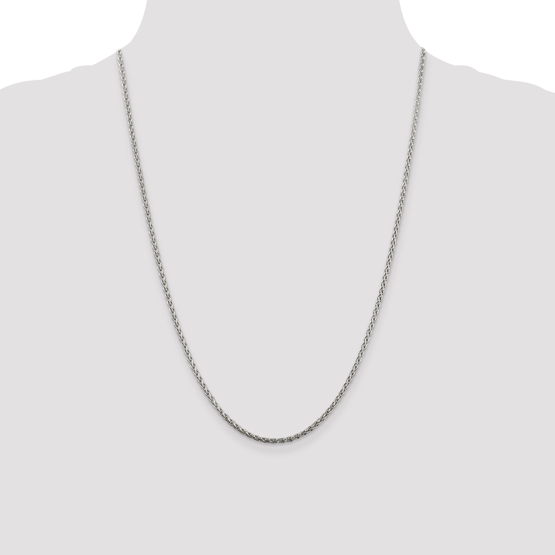 Sterling Silver Diamond-Cut Wheat Chain Necklace 2mm