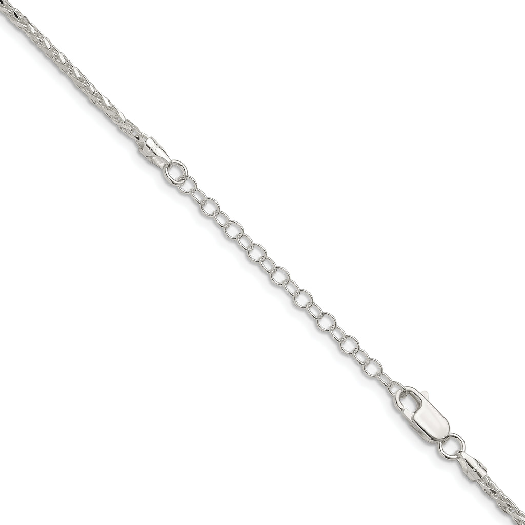 Sterling Silver 2mm Diamond-Cut Spiga Chain With Extension ext.