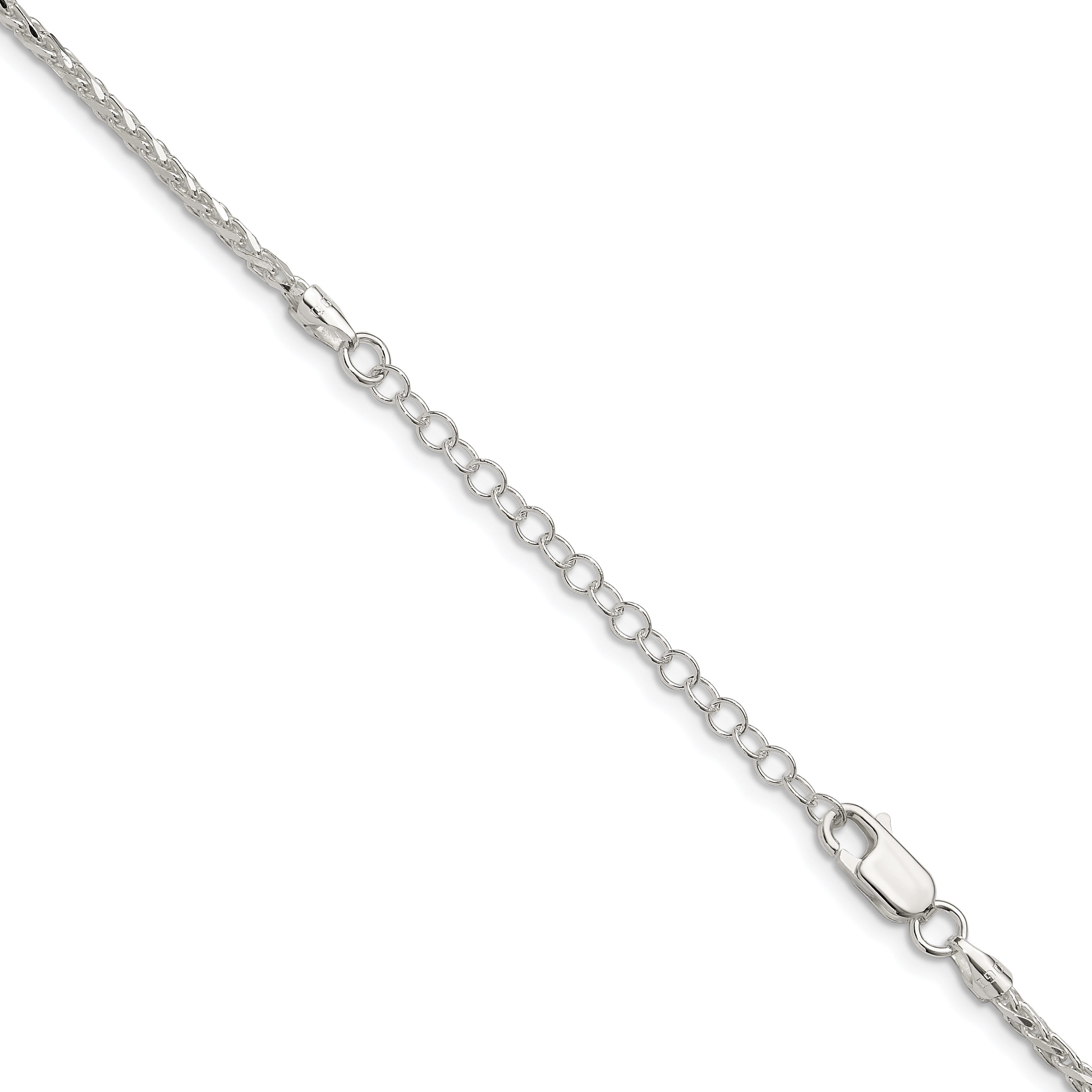 Sterling Silver 2mm Diamond-Cut Spiga Chain With Extension ext.
