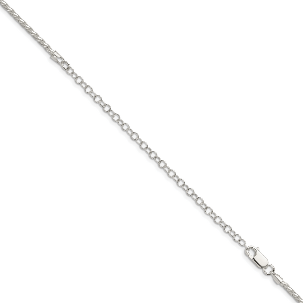 Sterling Silver 2mm Diamond-Cut Spiga Chain With Extension ext.