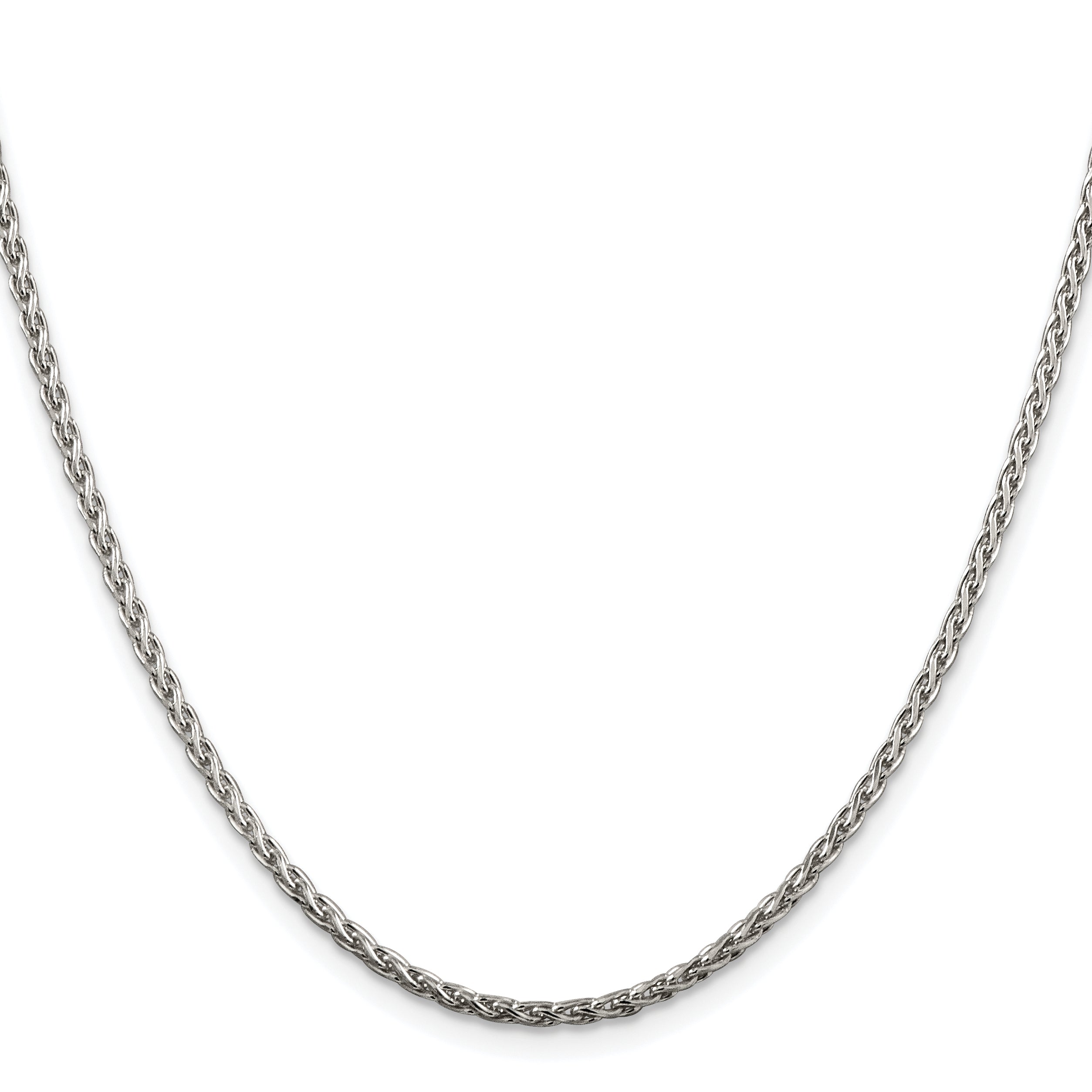 Sterling Silver Rhodium-plated 2mm Diamond-Cut Spiga Chain