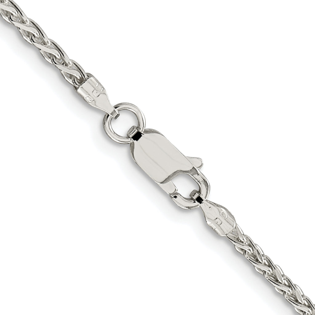 Sterling Silver Rhodium-plated 2mm Diamond-Cut Spiga Chain