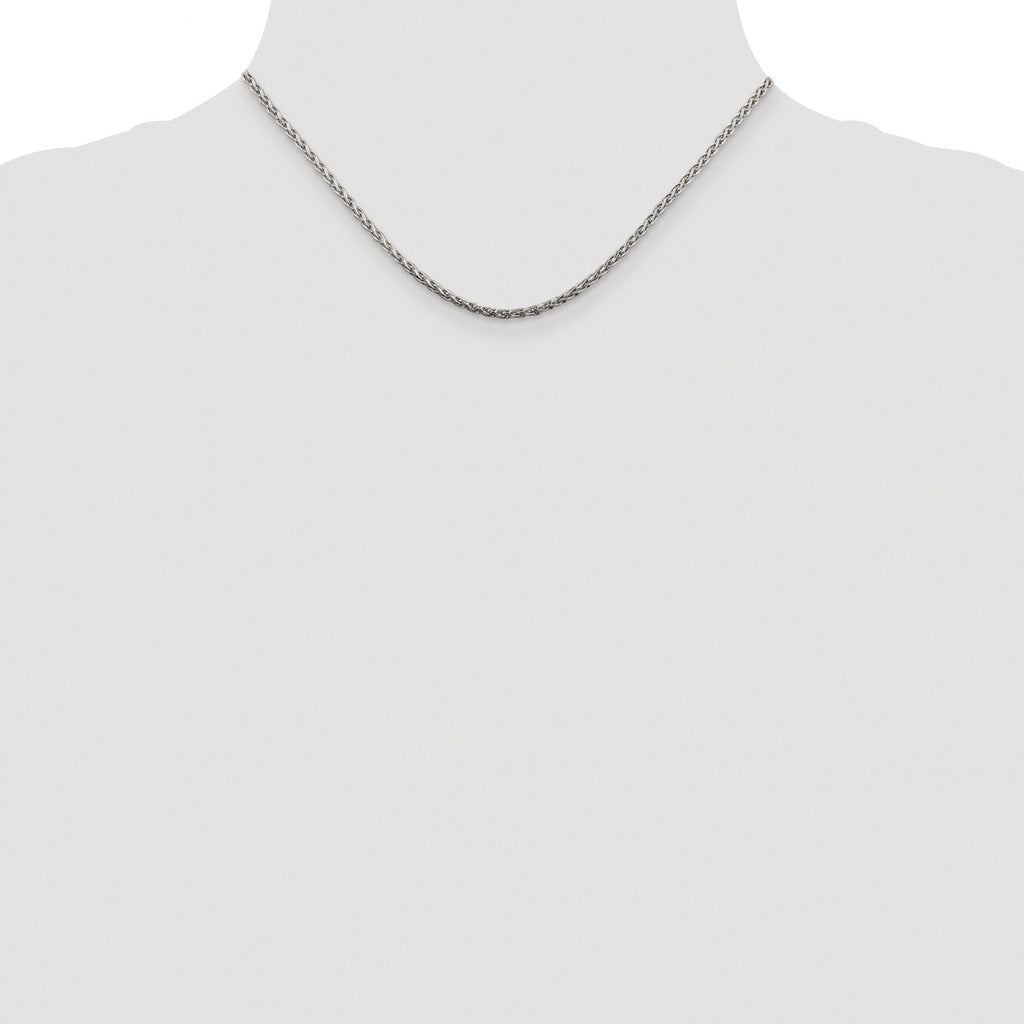 Sterling Silver Rhodium-plated 2mm Diamond-Cut Spiga Chain