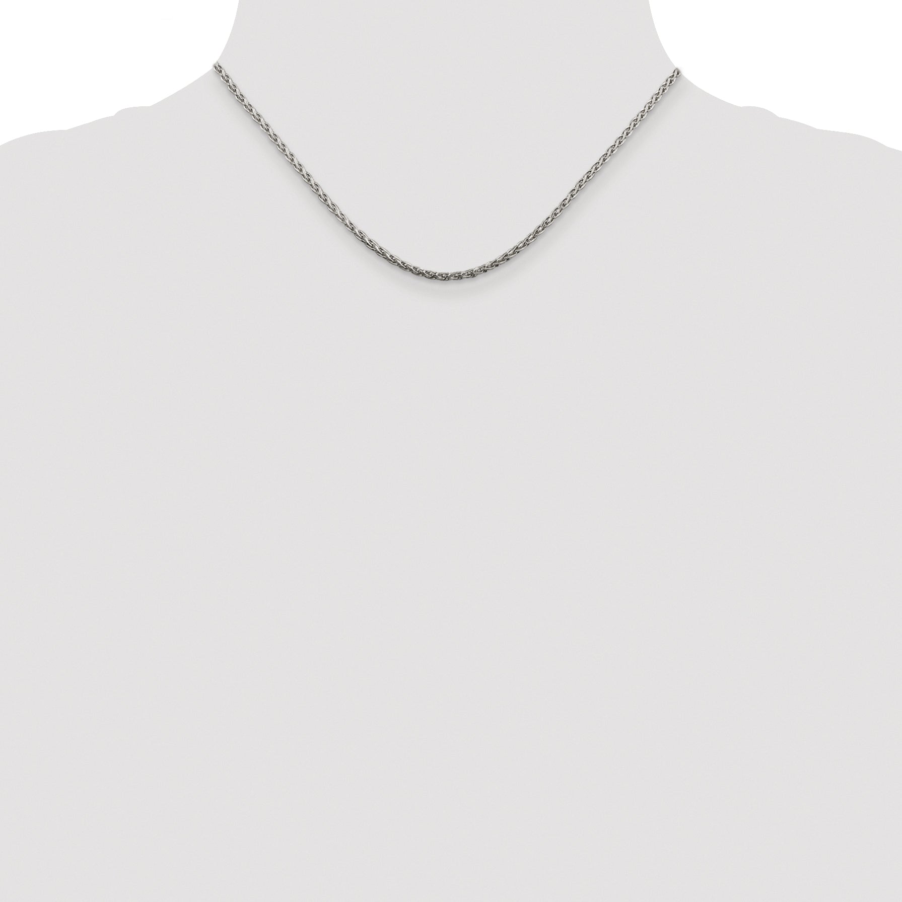Sterling Silver Rhodium-plated 2mm Diamond-Cut Spiga Chain