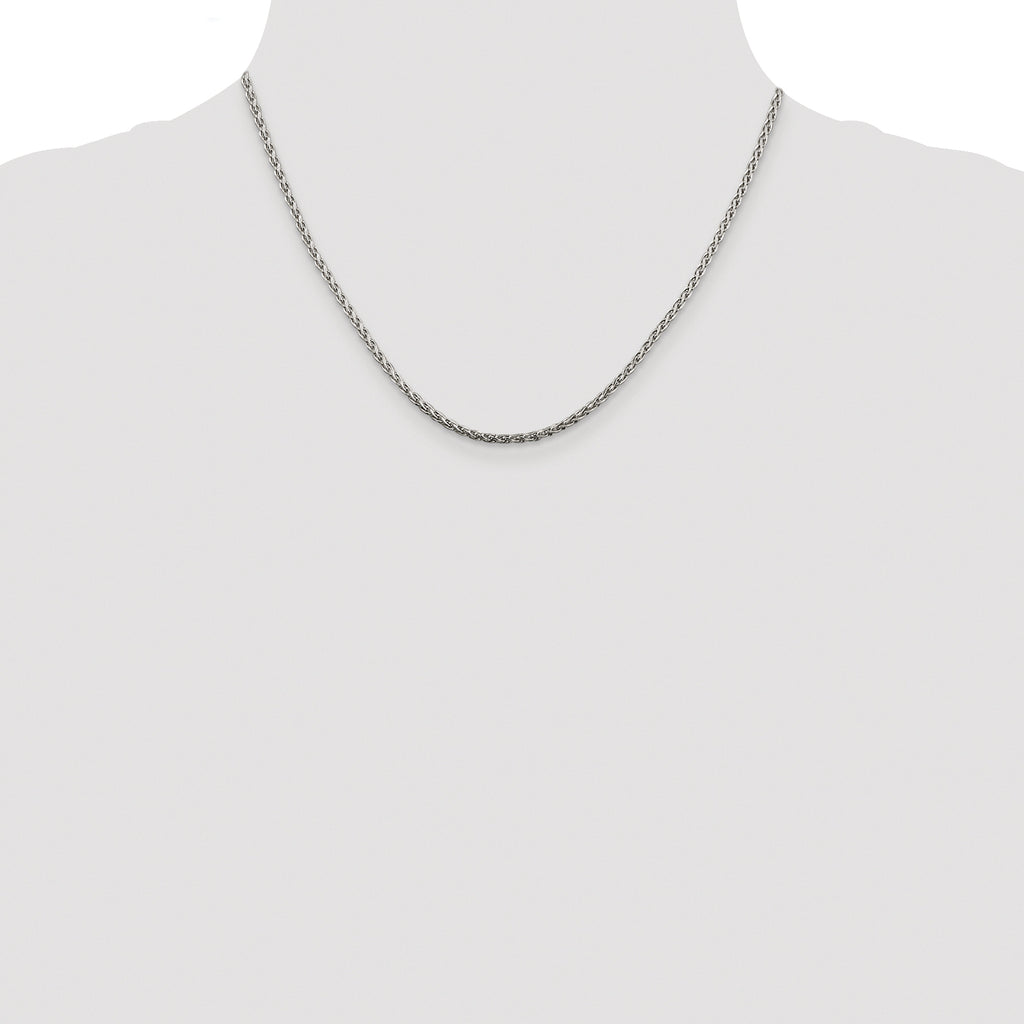 Sterling Silver Rhodium-plated 2mm Diamond-Cut Spiga Chain