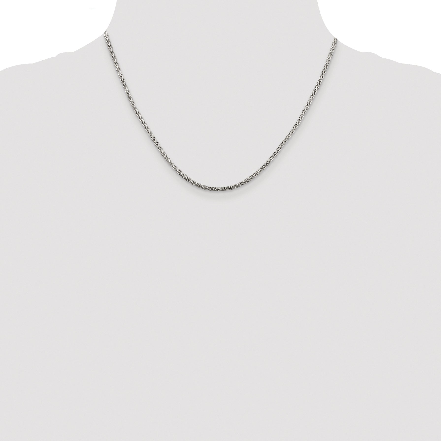 Sterling Silver Rhodium-plated 2mm Diamond-Cut Spiga Chain