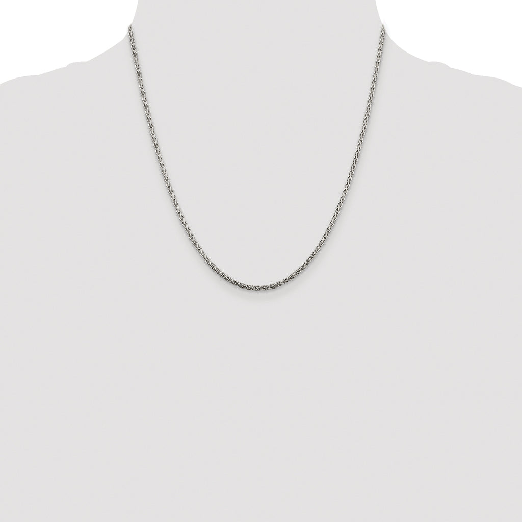 Sterling Silver Rhodium-plated 2mm Diamond-Cut Spiga Chain