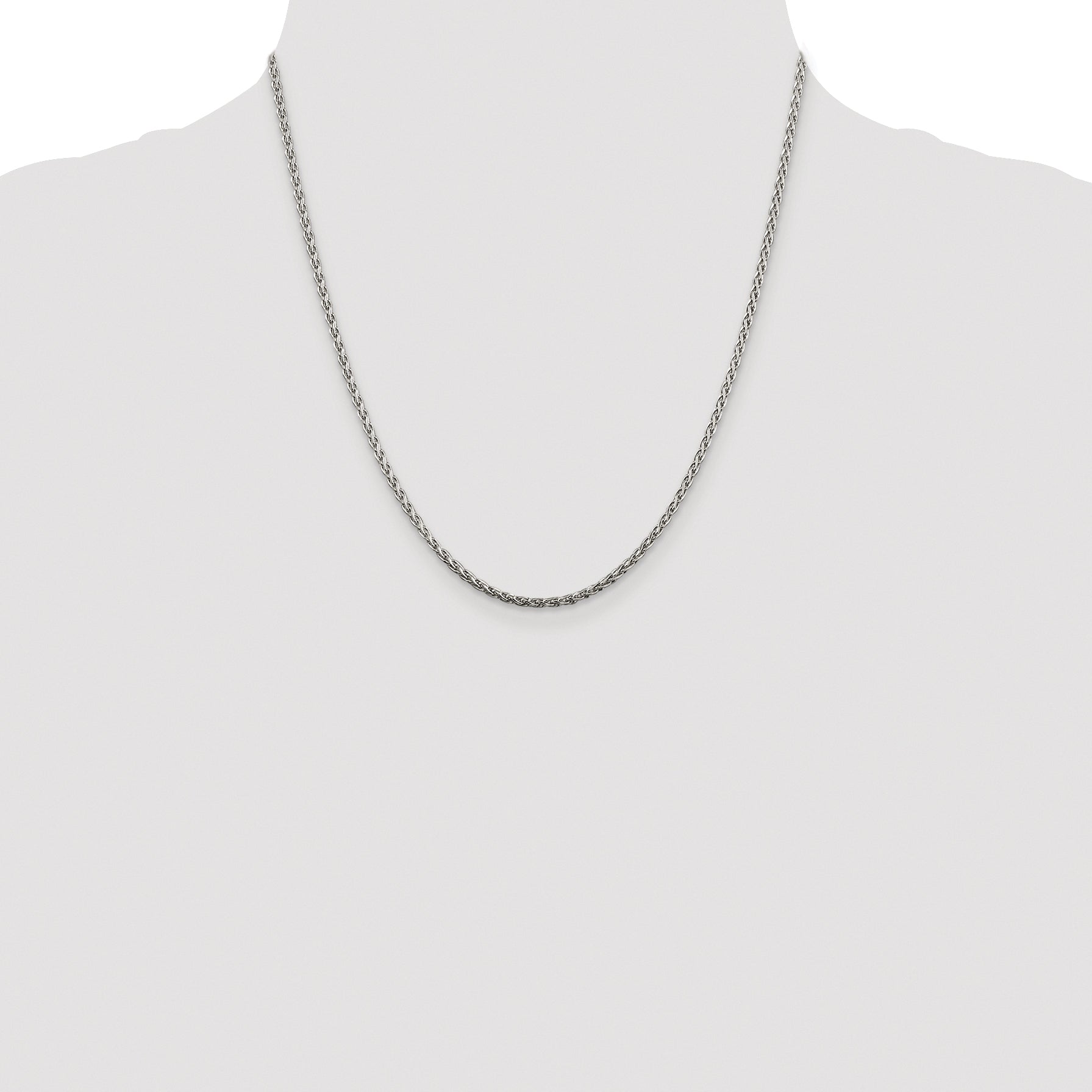 Sterling Silver Rhodium-plated 2mm Diamond-Cut Spiga Chain