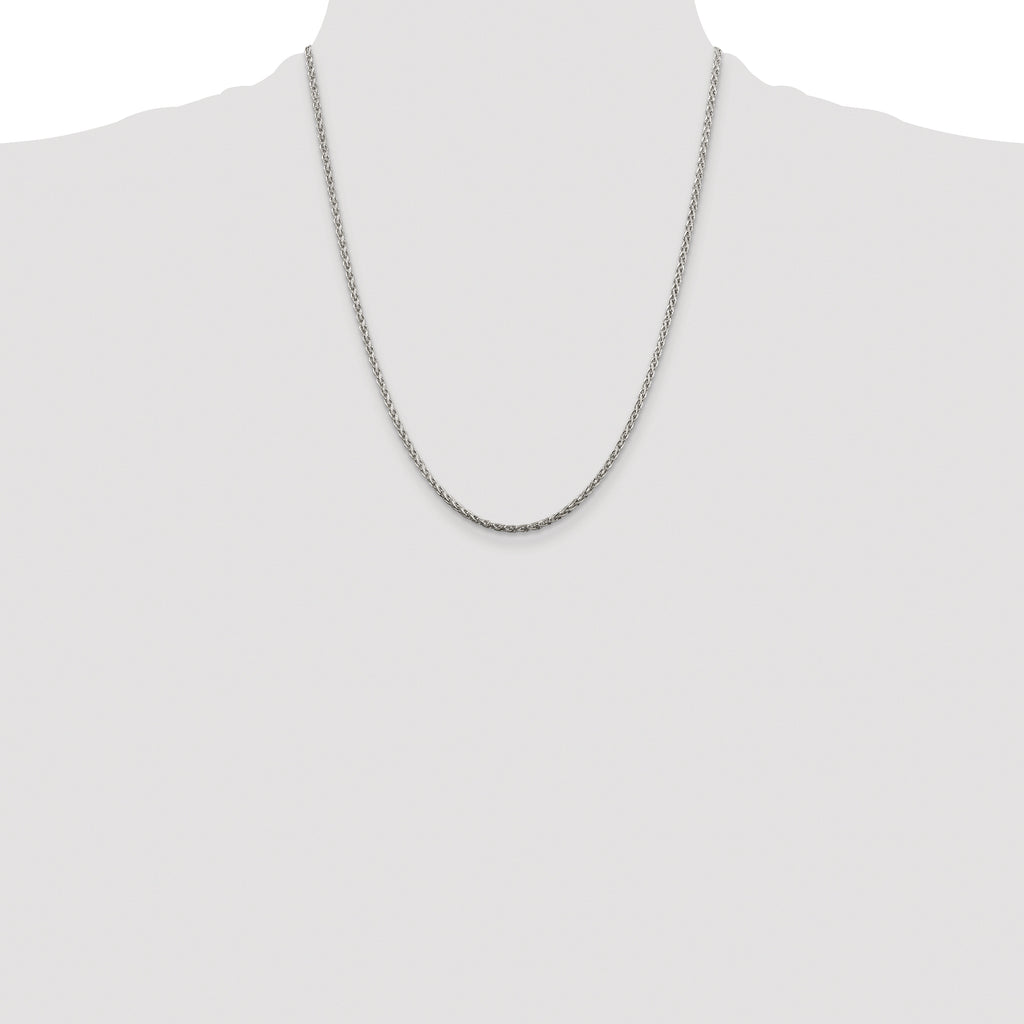 Sterling Silver Rhodium-plated 2mm Diamond-Cut Spiga Chain