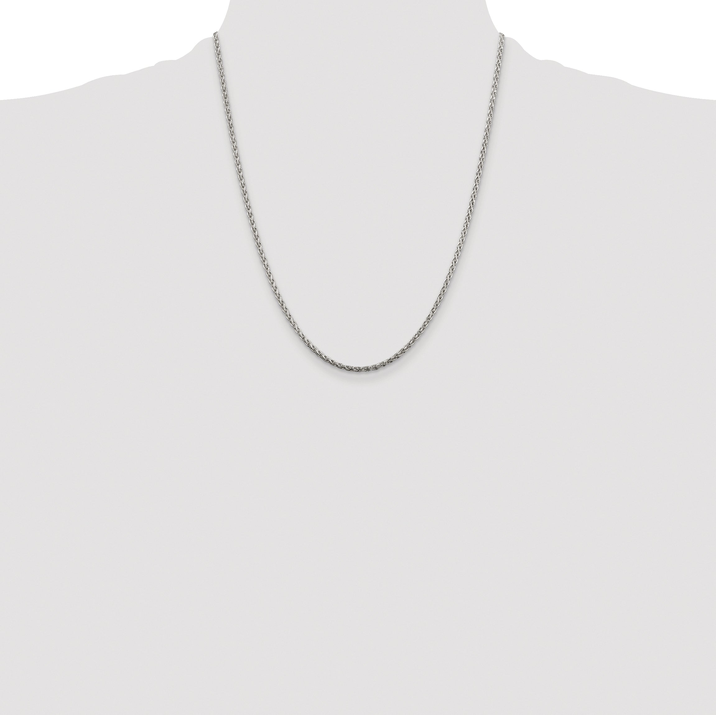 Sterling Silver Rhodium-plated 2mm Diamond-Cut Spiga Chain