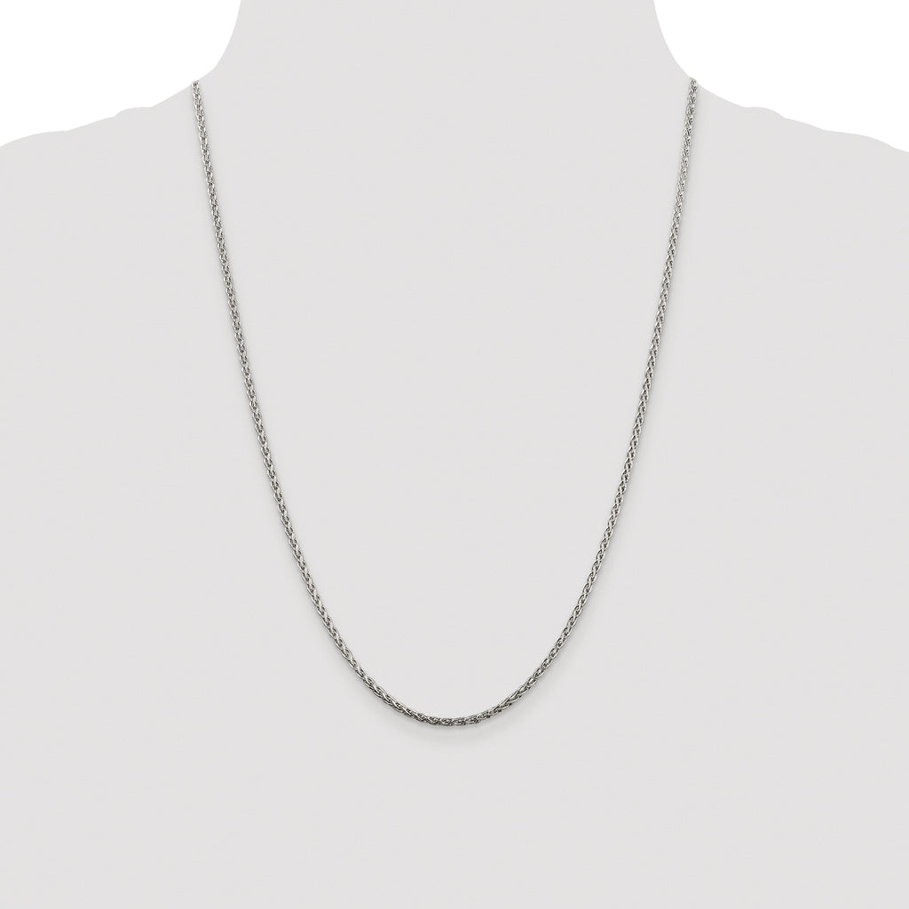 Sterling Silver Rhodium-plated 2mm Diamond-Cut Spiga Chain