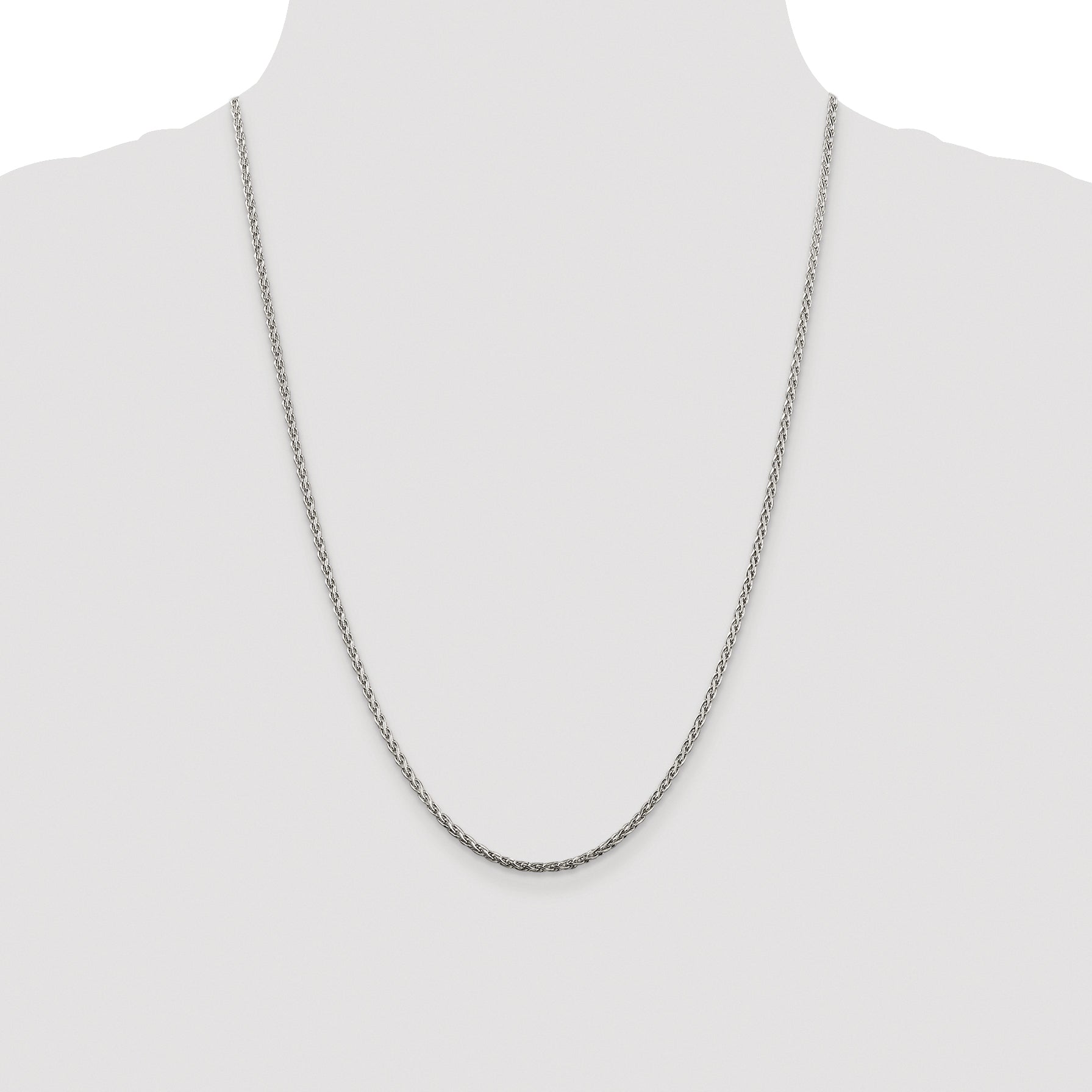 Sterling Silver Rhodium-plated 2mm Diamond-Cut Spiga Chain