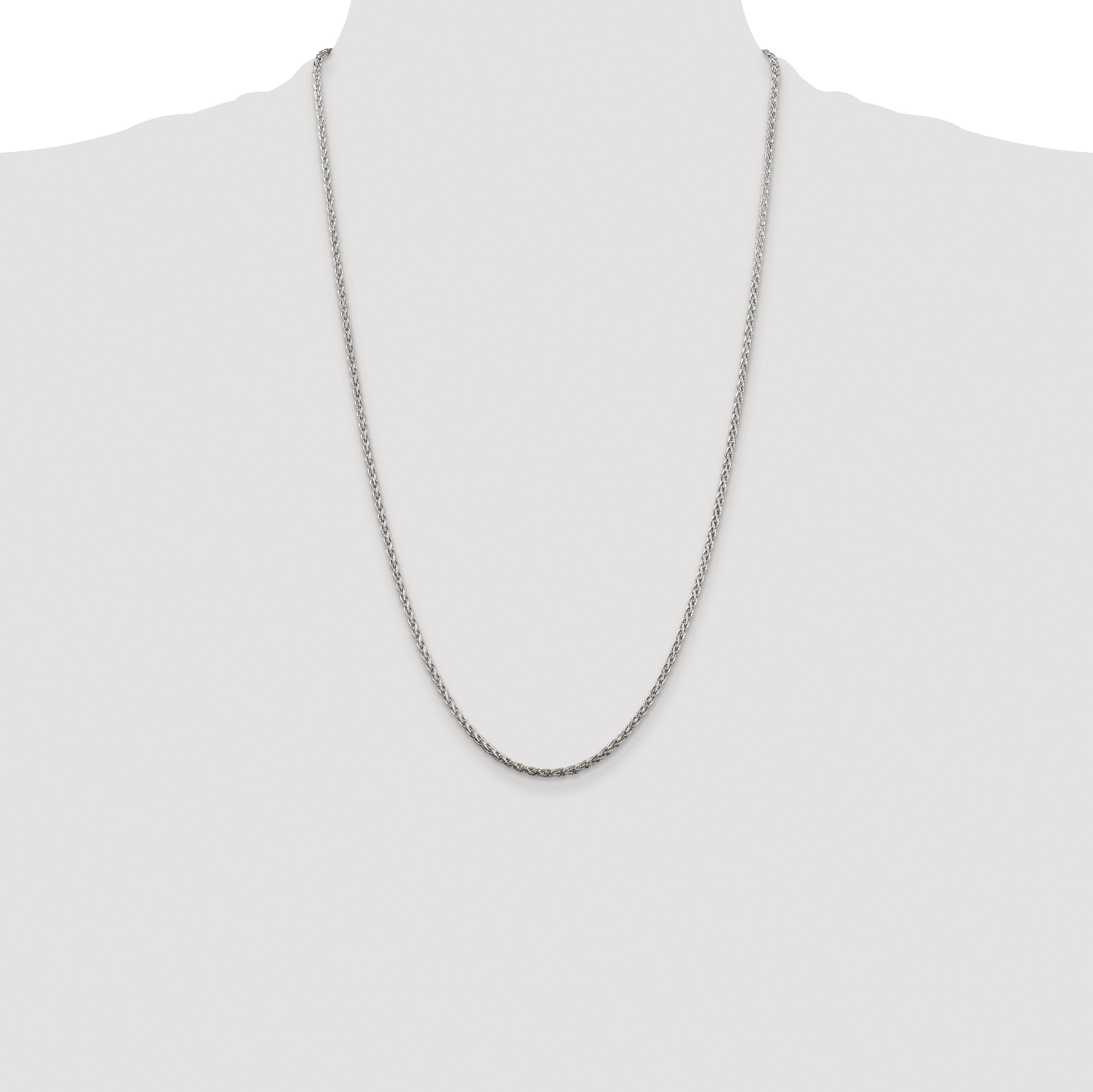 Sterling Silver Rhodium-plated 2mm Diamond-Cut Spiga Chain