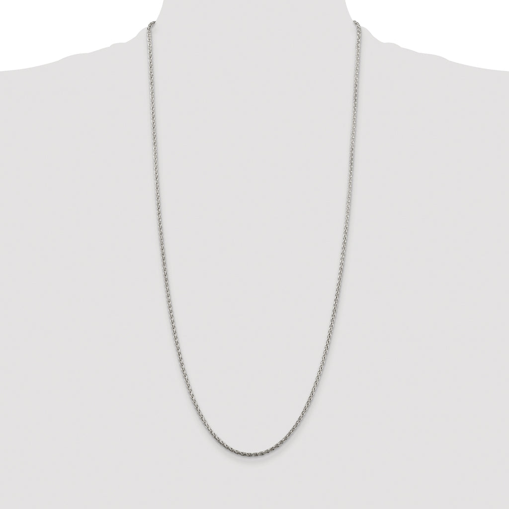 Sterling Silver Rhodium-plated 2mm Diamond-Cut Spiga Chain
