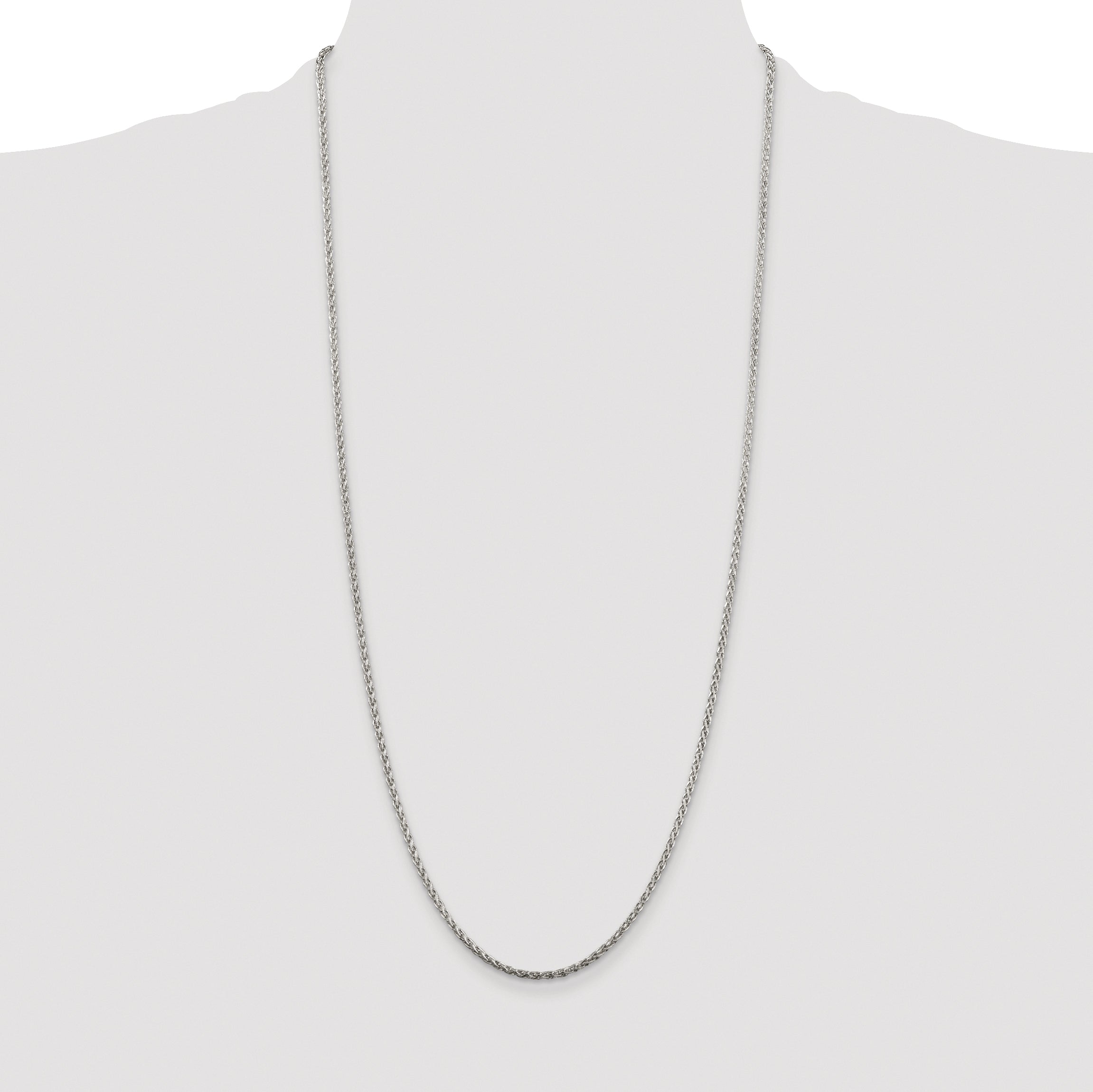 Sterling Silver Rhodium-plated 2mm Diamond-Cut Spiga Chain