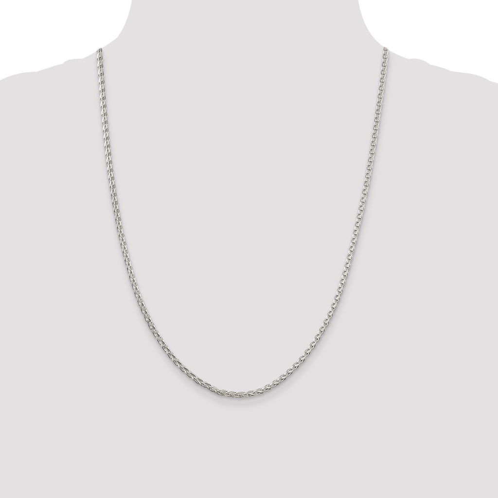 Sterling Silver Diamond-Cut Wheat Chain Necklace 2.75mm
