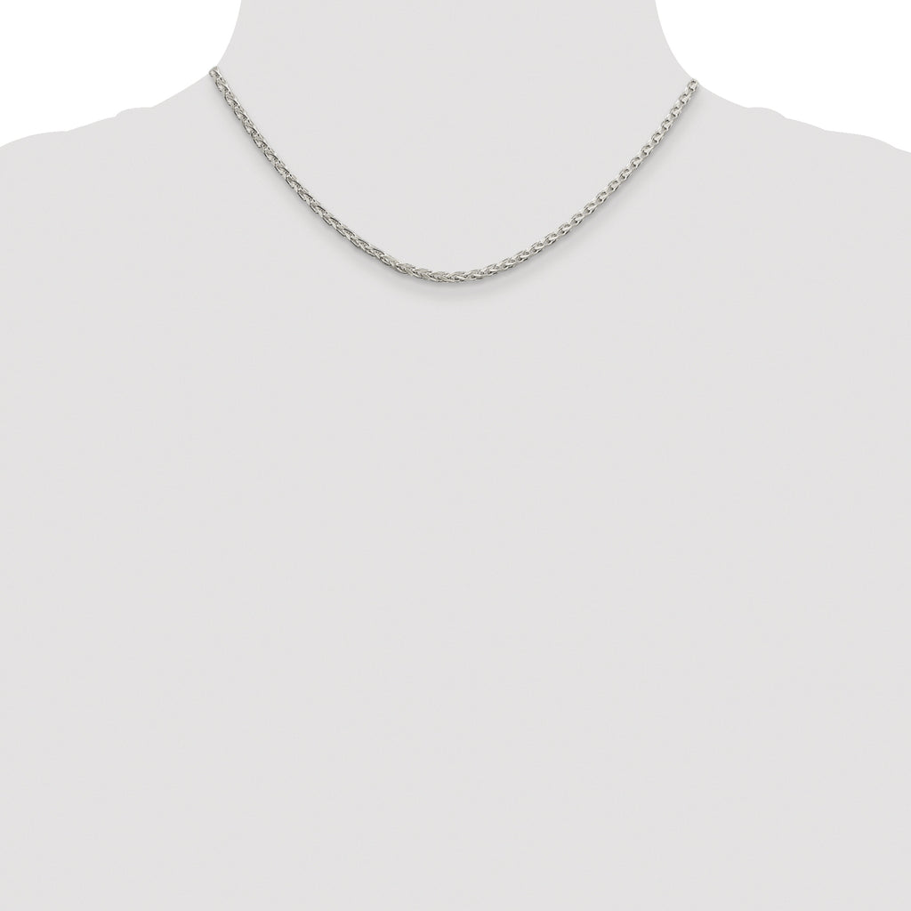 Sterling Silver Rhodium-plated 2.75mm Diamond-cut Spiga Chain