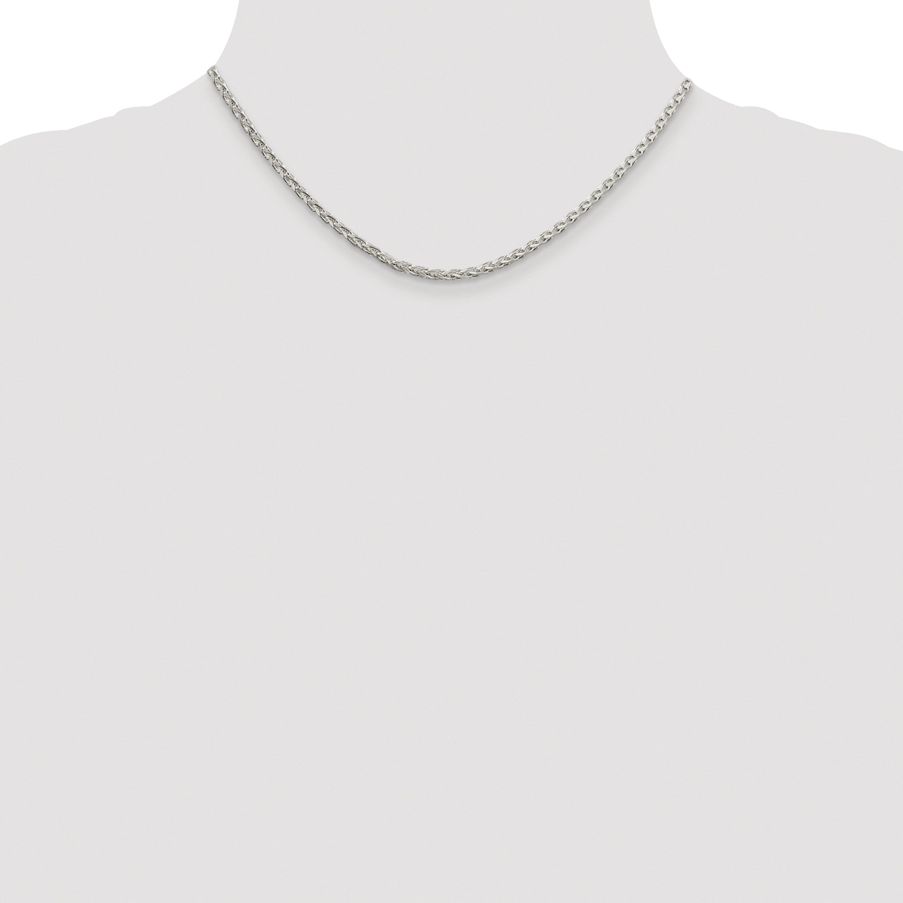 Sterling Silver Rhodium-plated 2.75mm Diamond-cut Spiga Chain