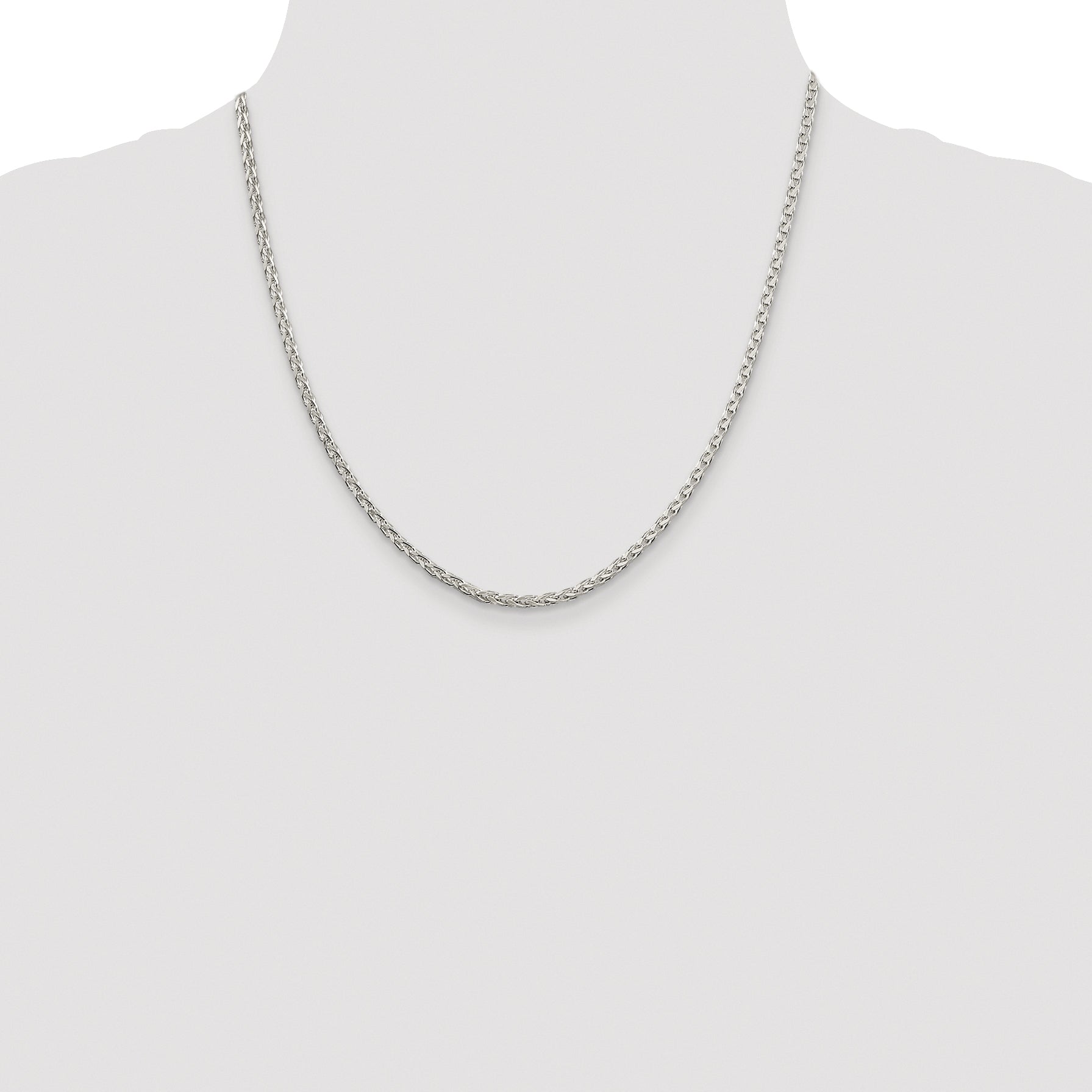 Sterling Silver Rhodium-plated 2.75mm Diamond-cut Spiga Chain