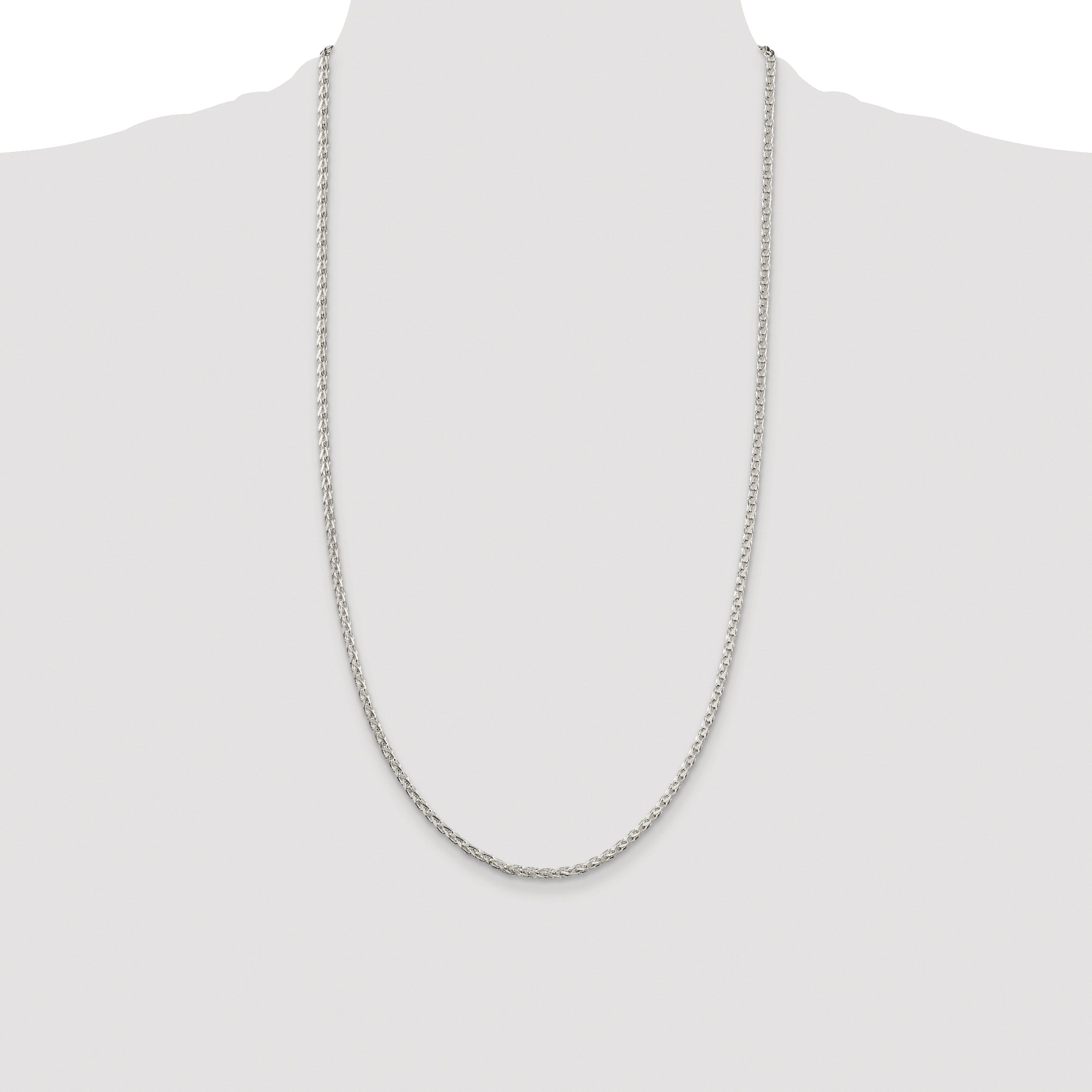 Sterling Silver Rhodium-plated 2.75mm Diamond-cut Spiga Chain