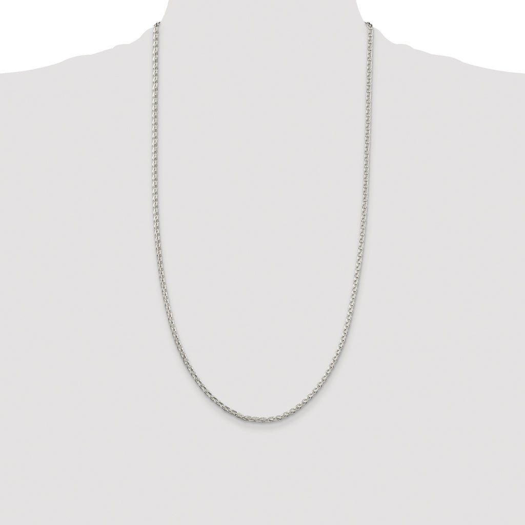 Sterling Silver Rhodium-plated 2.75mm Diamond-cut Spiga Chain