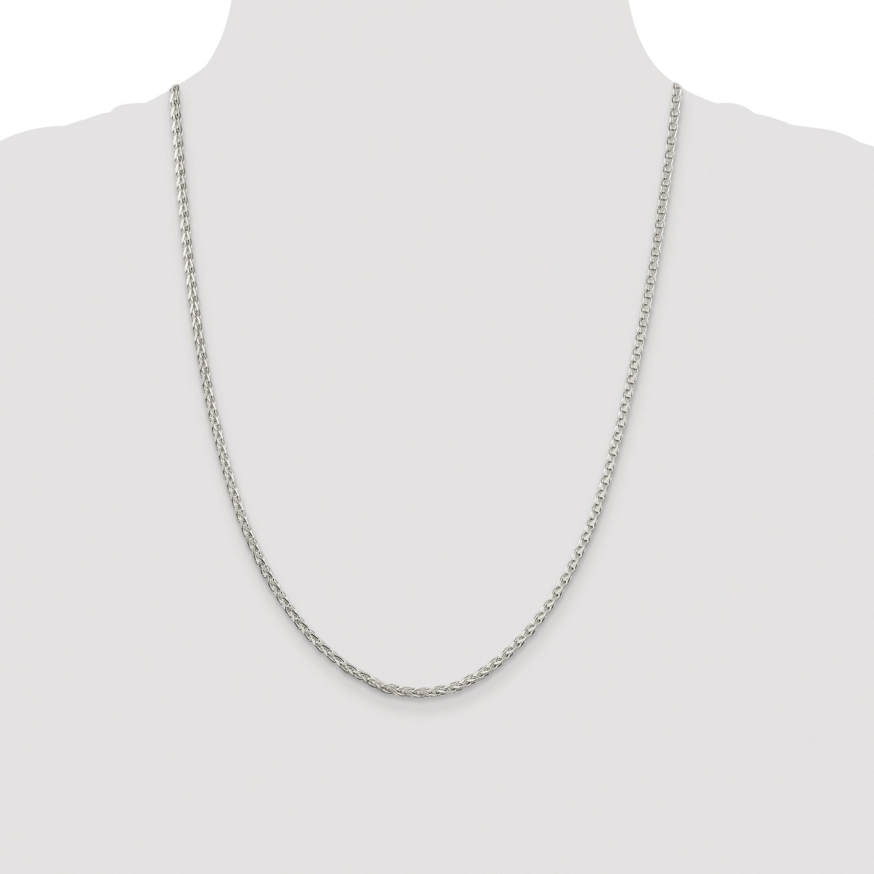 Sterling Silver Rhodium-plated 2.75mm Diamond-cut Spiga Chain