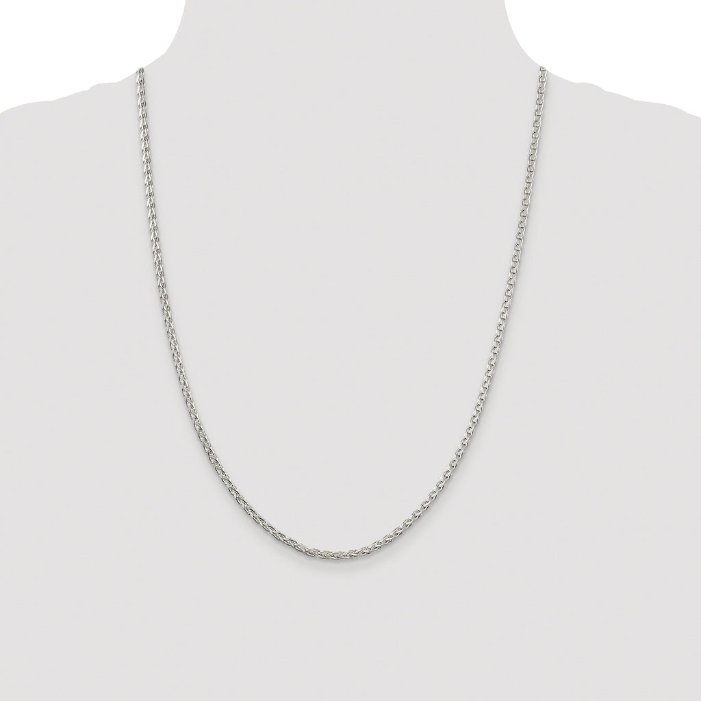 Sterling Silver Rhodium-plated 2.75mm Diamond-cut Spiga Chain