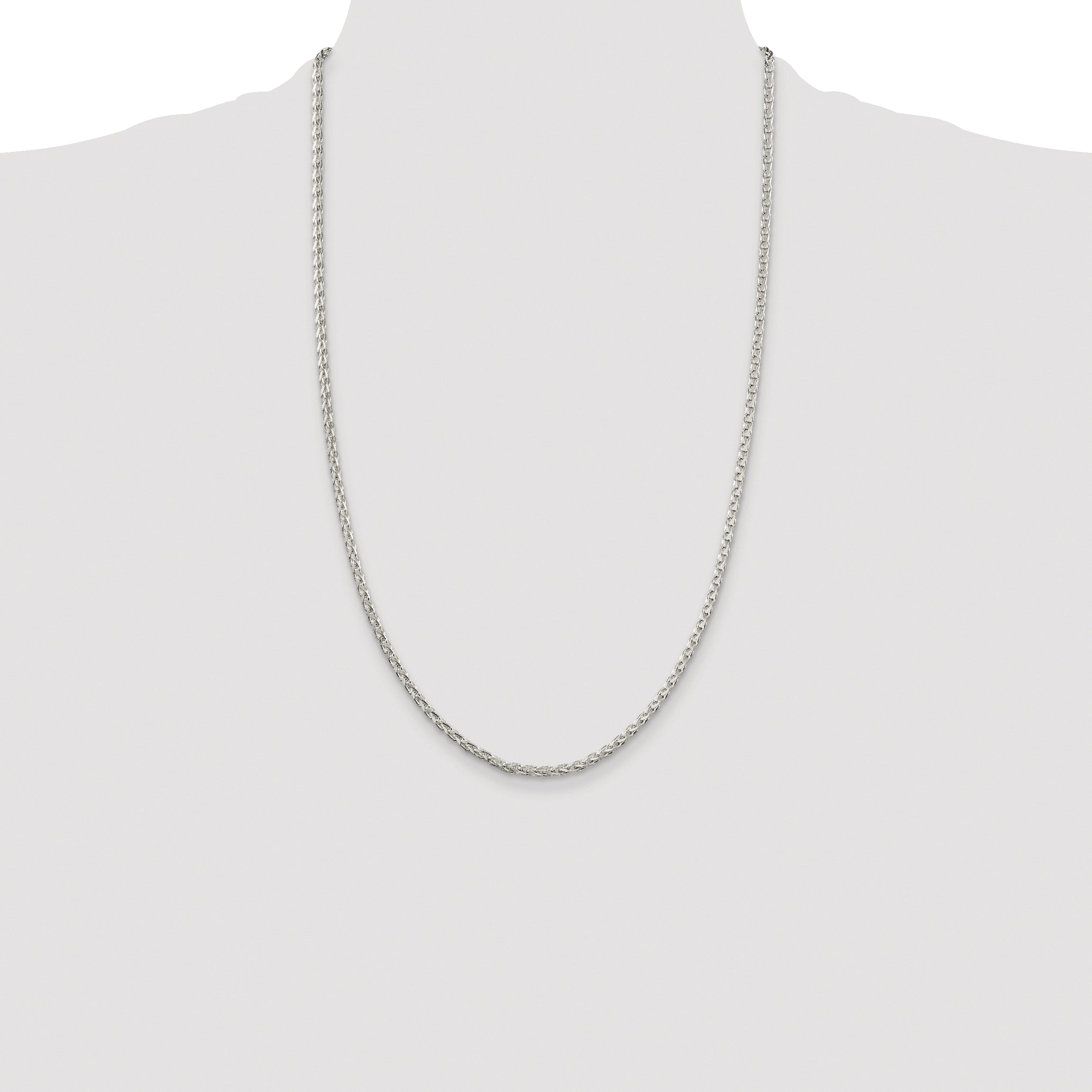 Sterling Silver Rhodium-plated 2.75mm Diamond-cut Spiga Chain