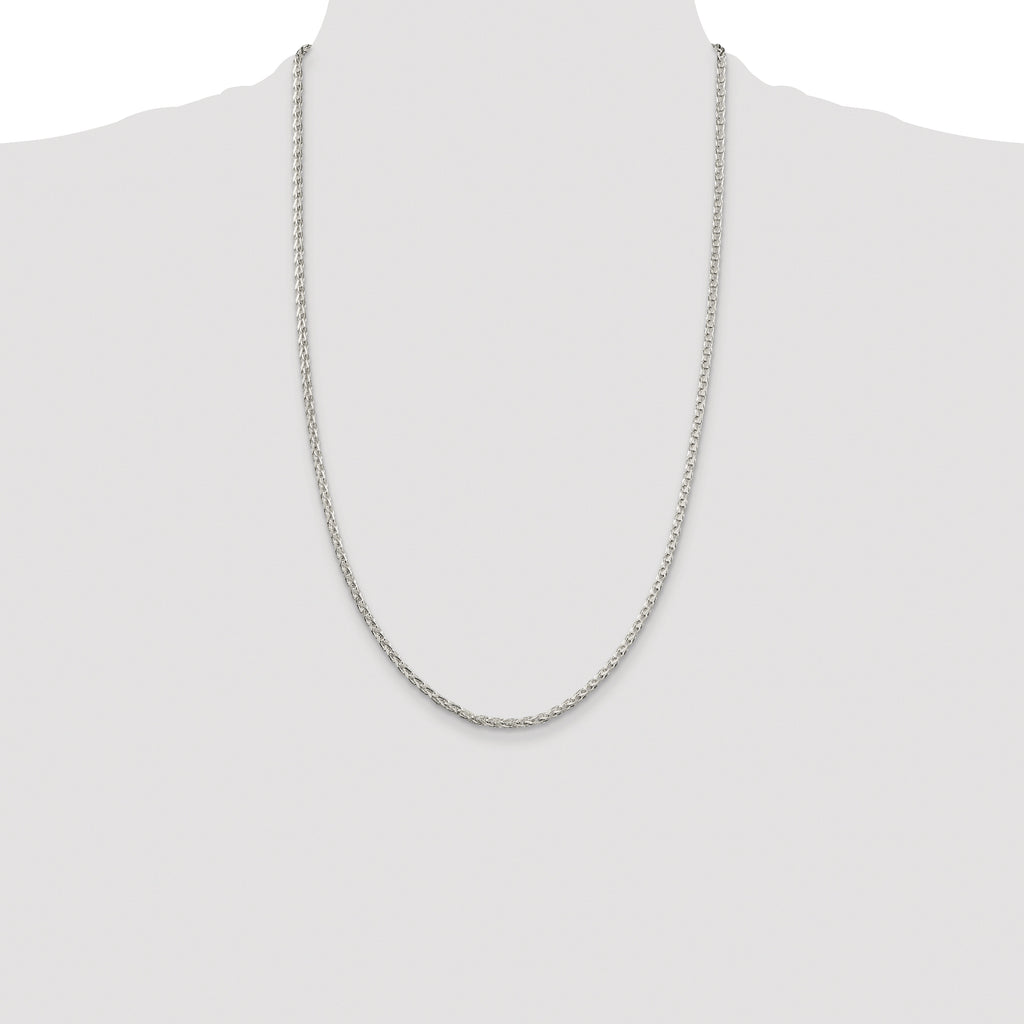 Sterling Silver Rhodium-plated 2.75mm Diamond-cut Spiga Chain