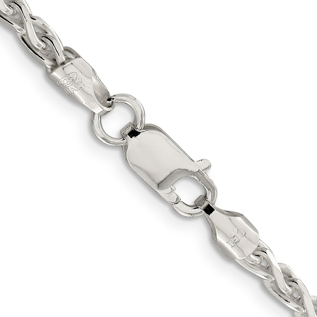 Sterling Silver Diamond-Cut Wheat Chain Necklace 3.5mm