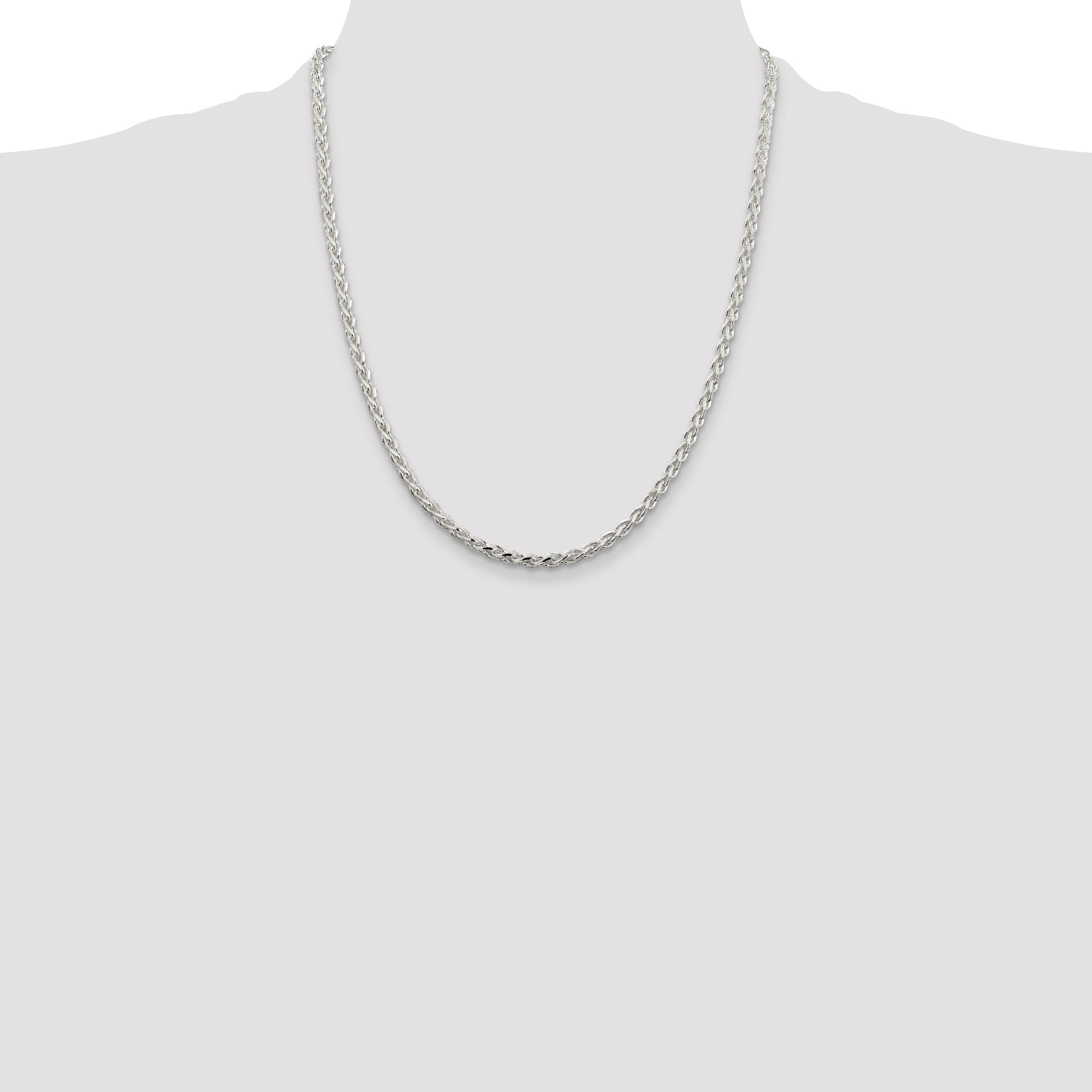 Sterling Silver 3.5mm Diamond-cut Spiga Chain