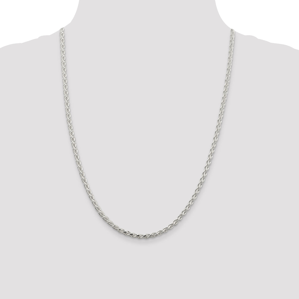 Sterling Silver Diamond-Cut Wheat Chain Necklace 3.5mm