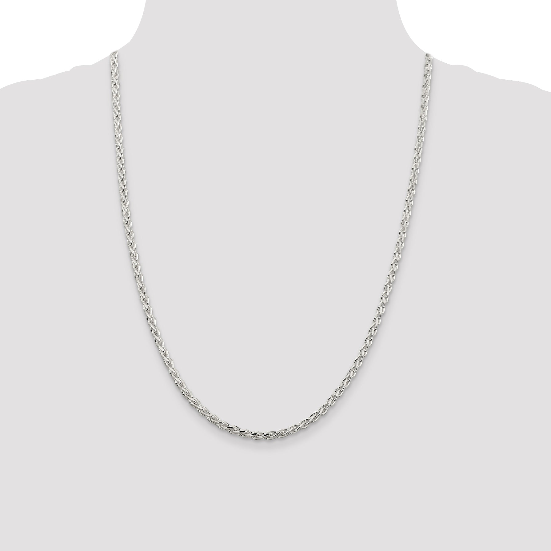 Sterling Silver Diamond-Cut Wheat Chain Necklace 3.5mm