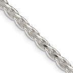 Sterling Silver Diamond-Cut Wheat Chain Necklace 3.5mm