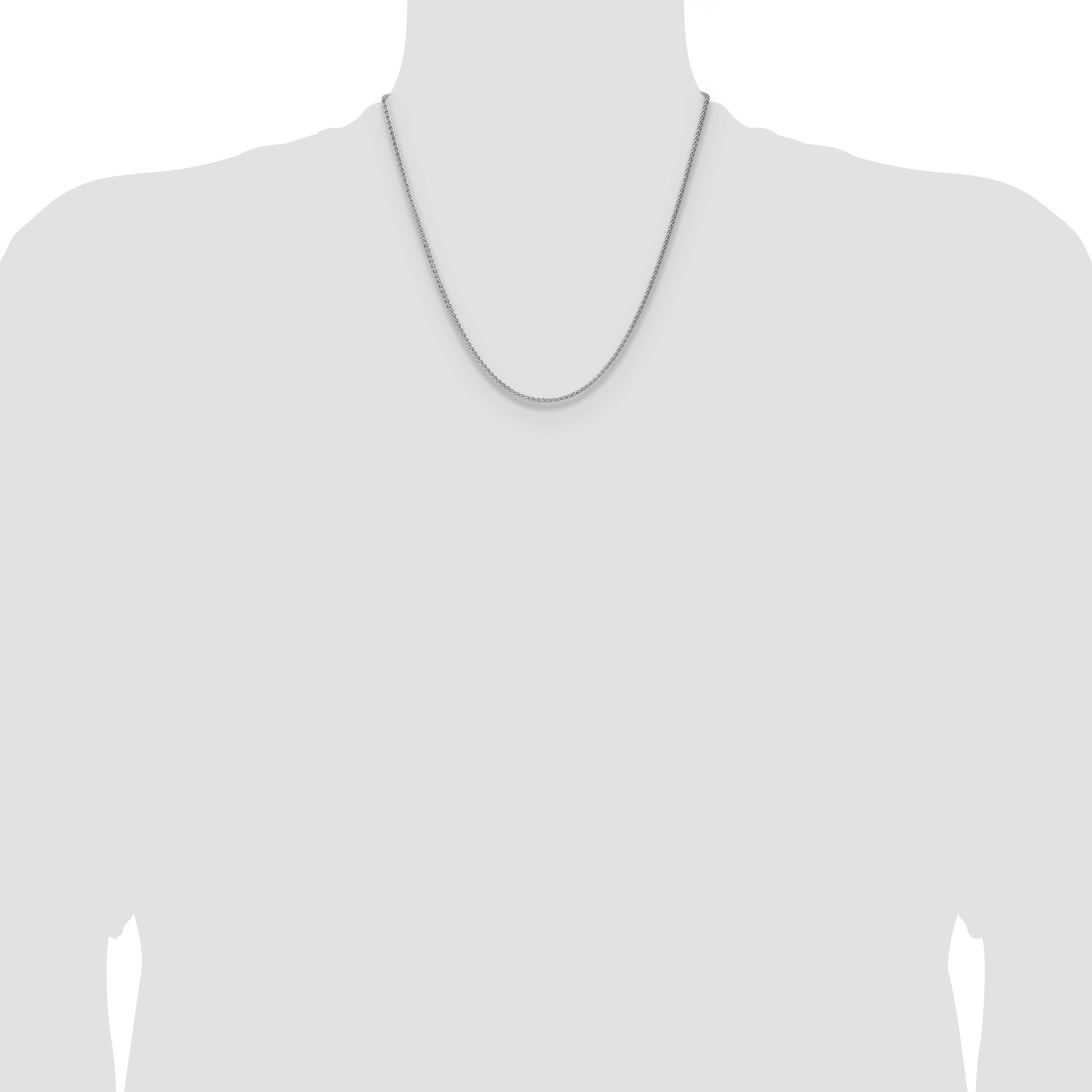 Sterling Silver Rhodium-plated 2.1mm Diamond-cut Square Spiga Chain