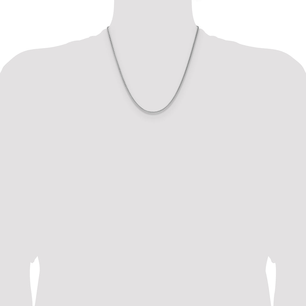 Sterling Silver Rhodium-plated 2.1mm Diamond-cut Square Spiga Chain
