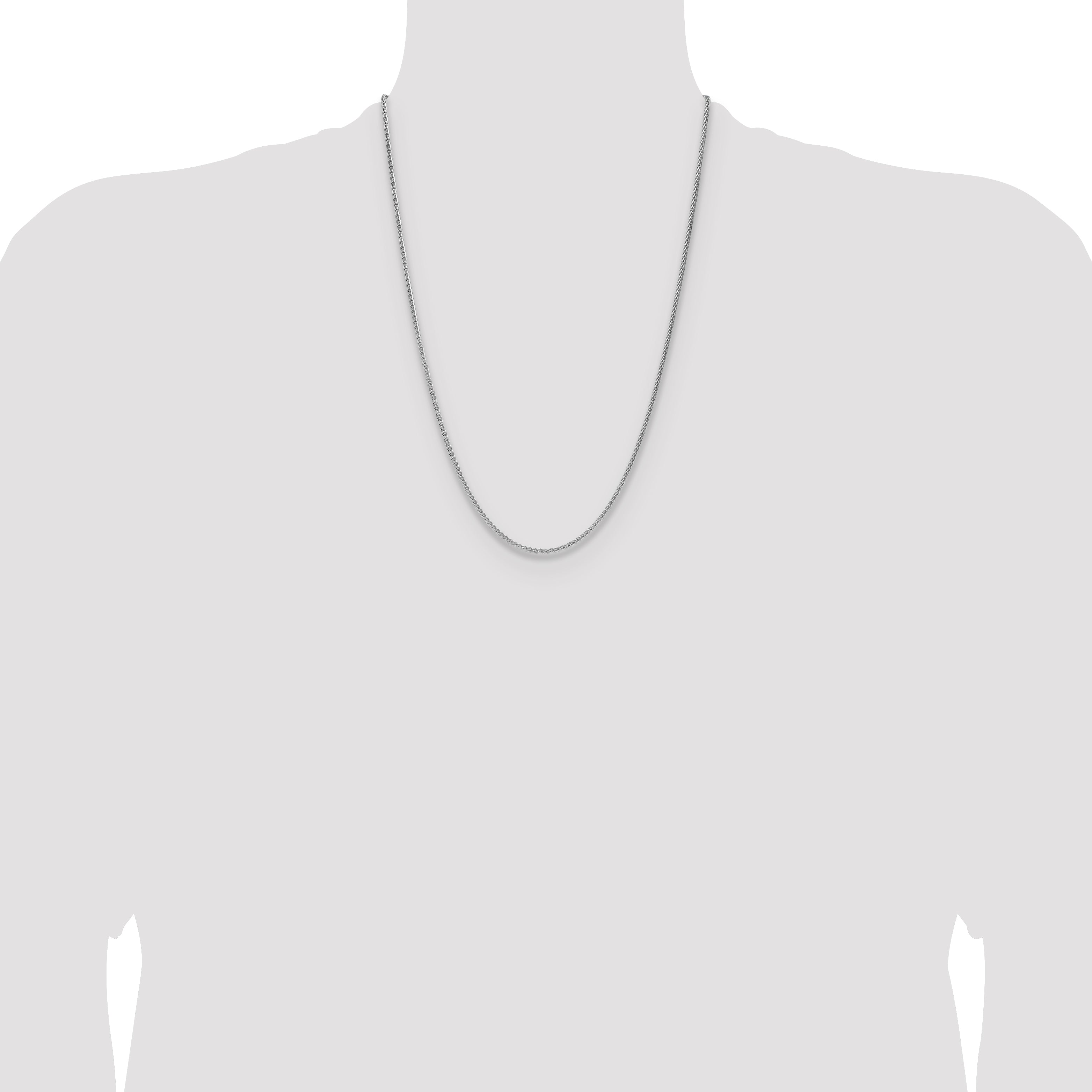 Sterling Silver Rhodium-plated 2.1mm Diamond-cut Square Spiga Chain