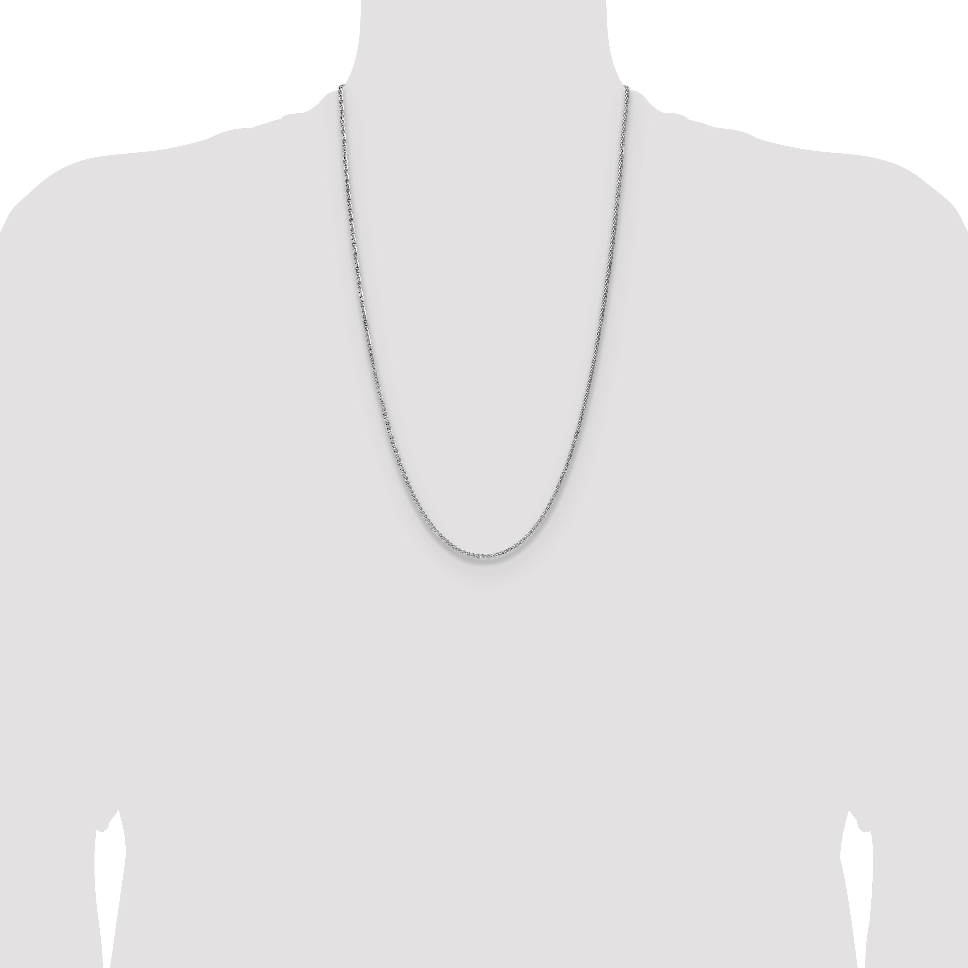 Sterling Silver Rhodium-plated 2.1mm Diamond-cut Square Spiga Chain