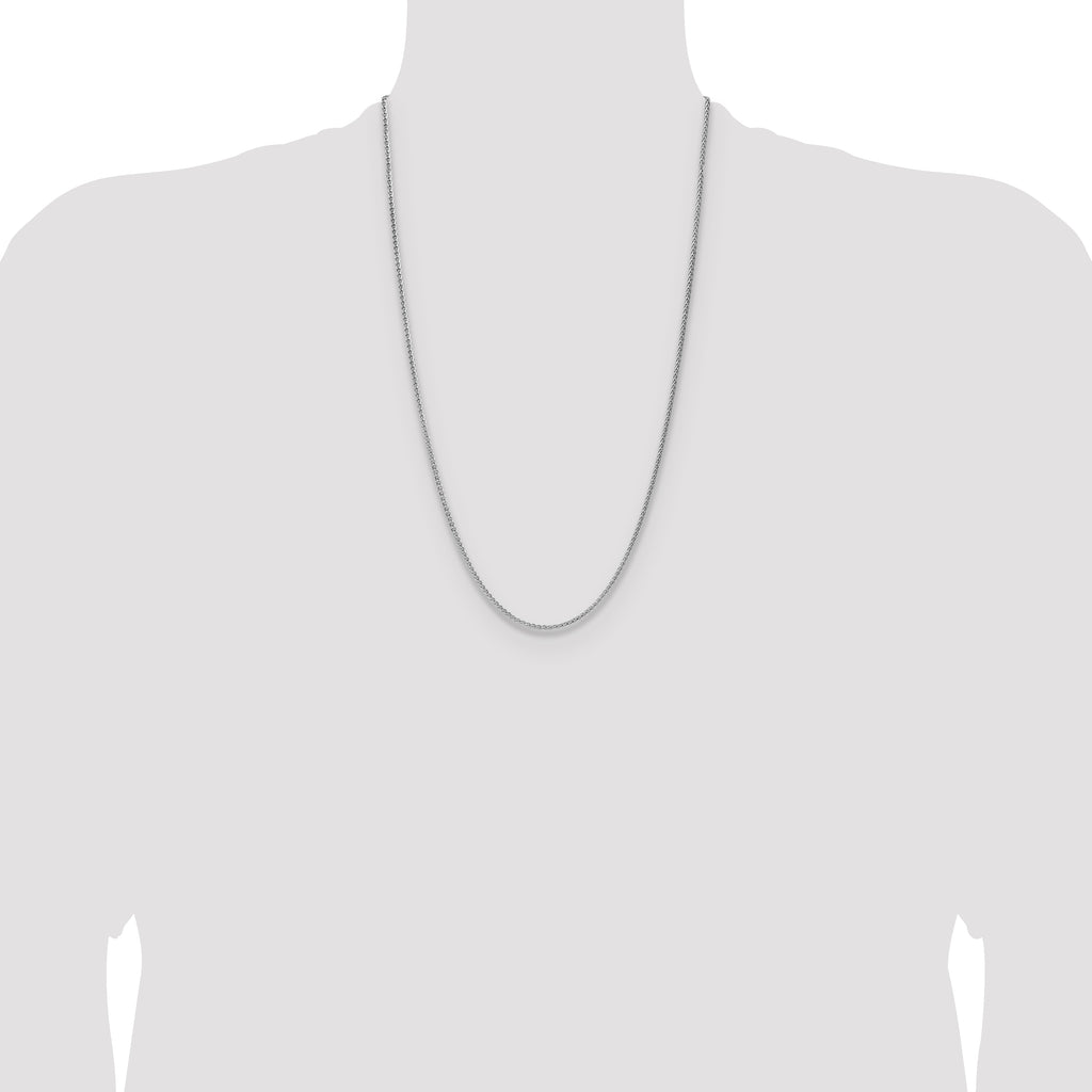 Sterling Silver Rhodium-plated 2.1mm Diamond-cut Square Spiga Chain