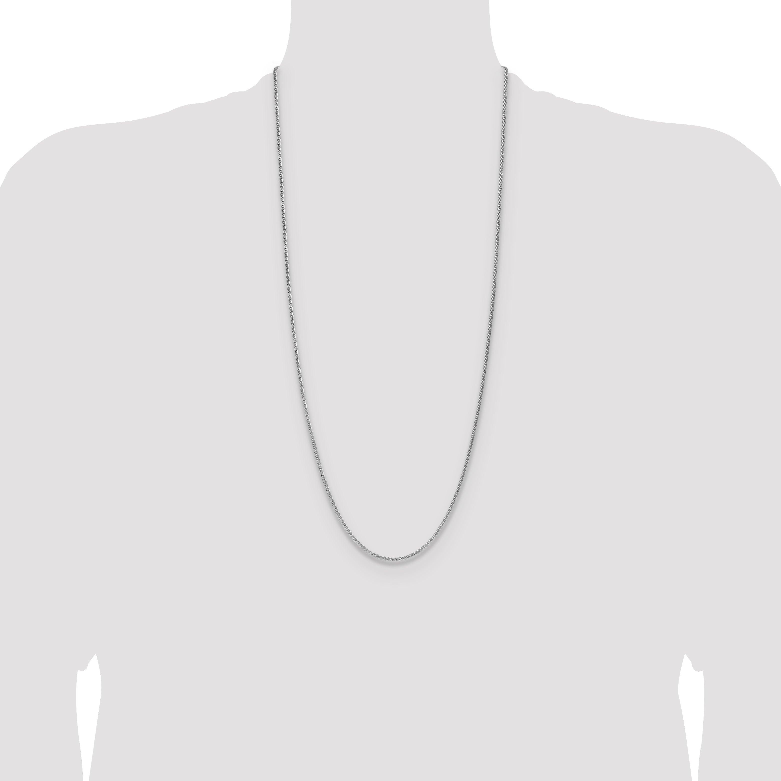 Sterling Silver Rhodium-plated 2.1mm Diamond-cut Square Spiga Chain