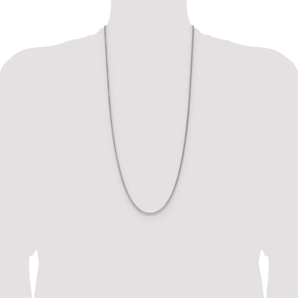 Sterling Silver Rhodium-plated 2.1mm Diamond-cut Square Spiga Chain