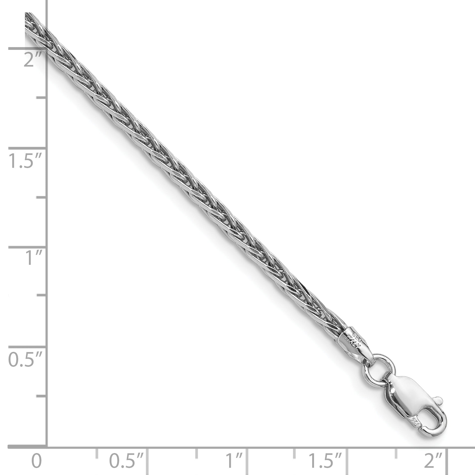 Sterling Silver Rhodium-plated 2.5mm Diamond-cut Square Spiga Chain