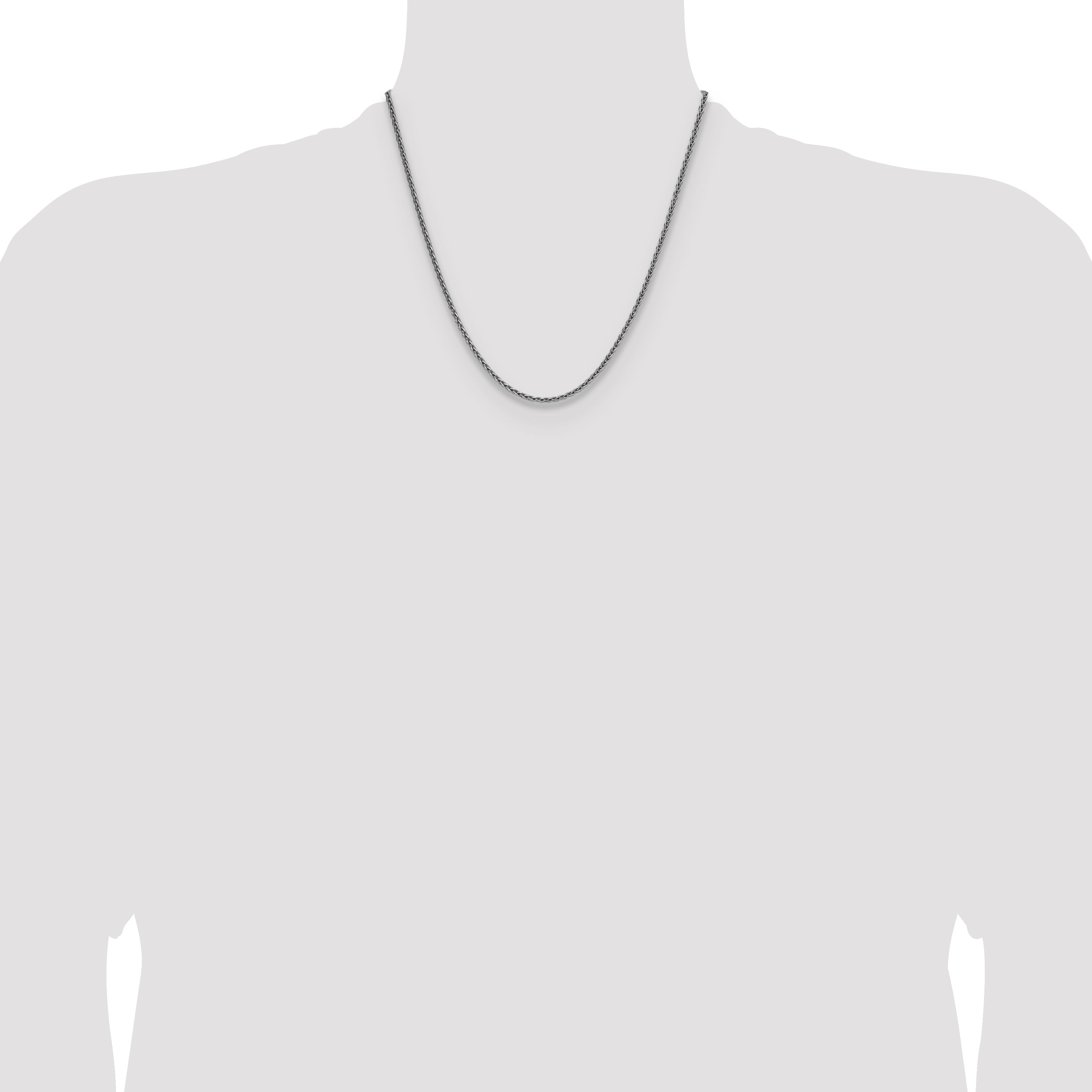 Sterling Silver Rhodium-plated 2.5mm Diamond-cut Square Spiga Chain